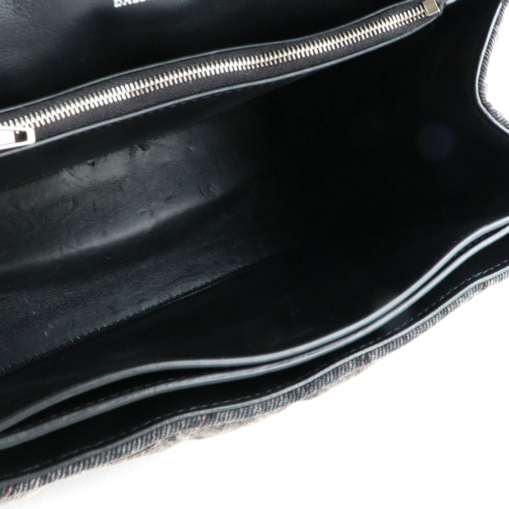 BALENCIAGA - Crush medium shoulder bag in anthracite gray denim