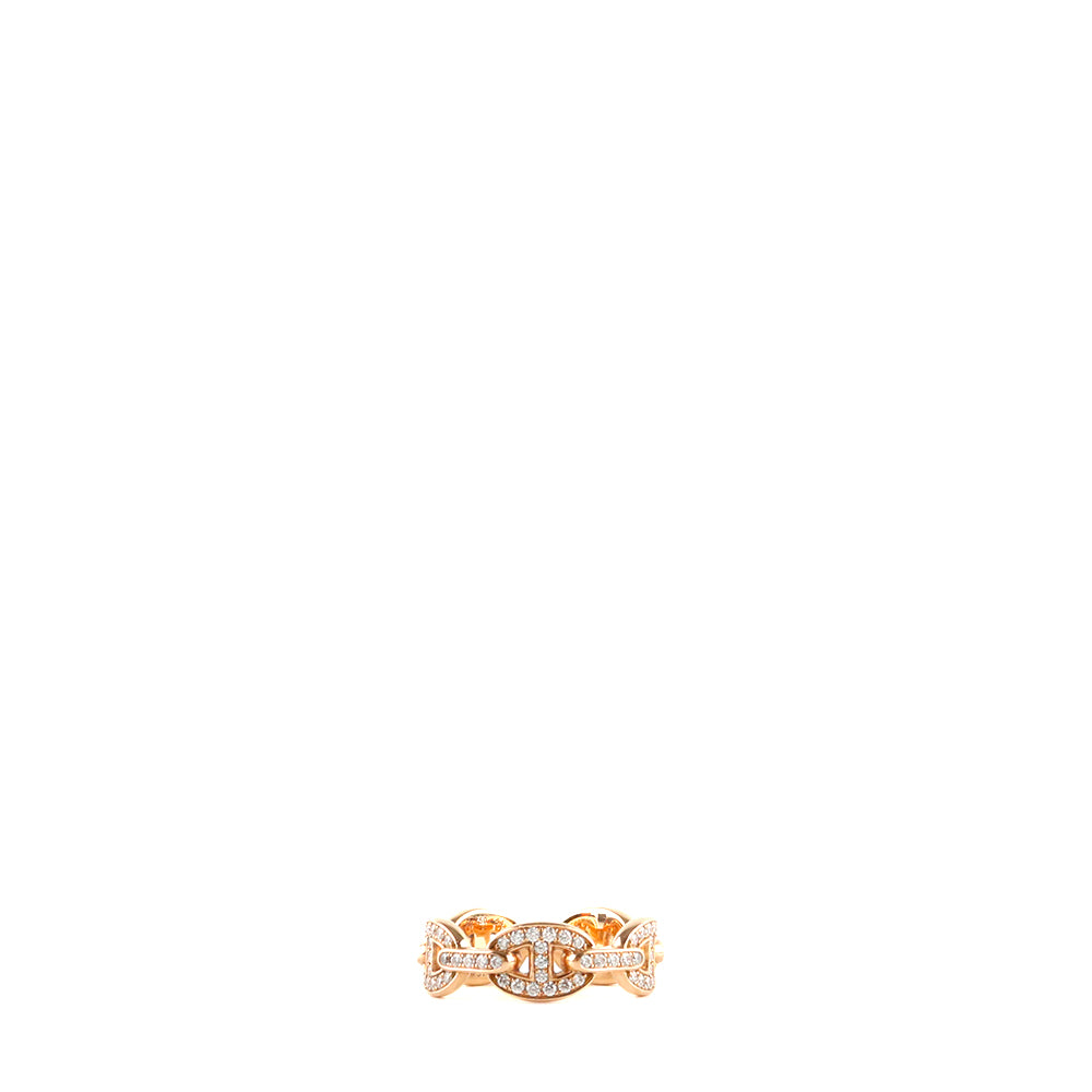 HERMÈS - Chaine d’Ancre Enchaînée ring in pink gold and diamonds (T54)