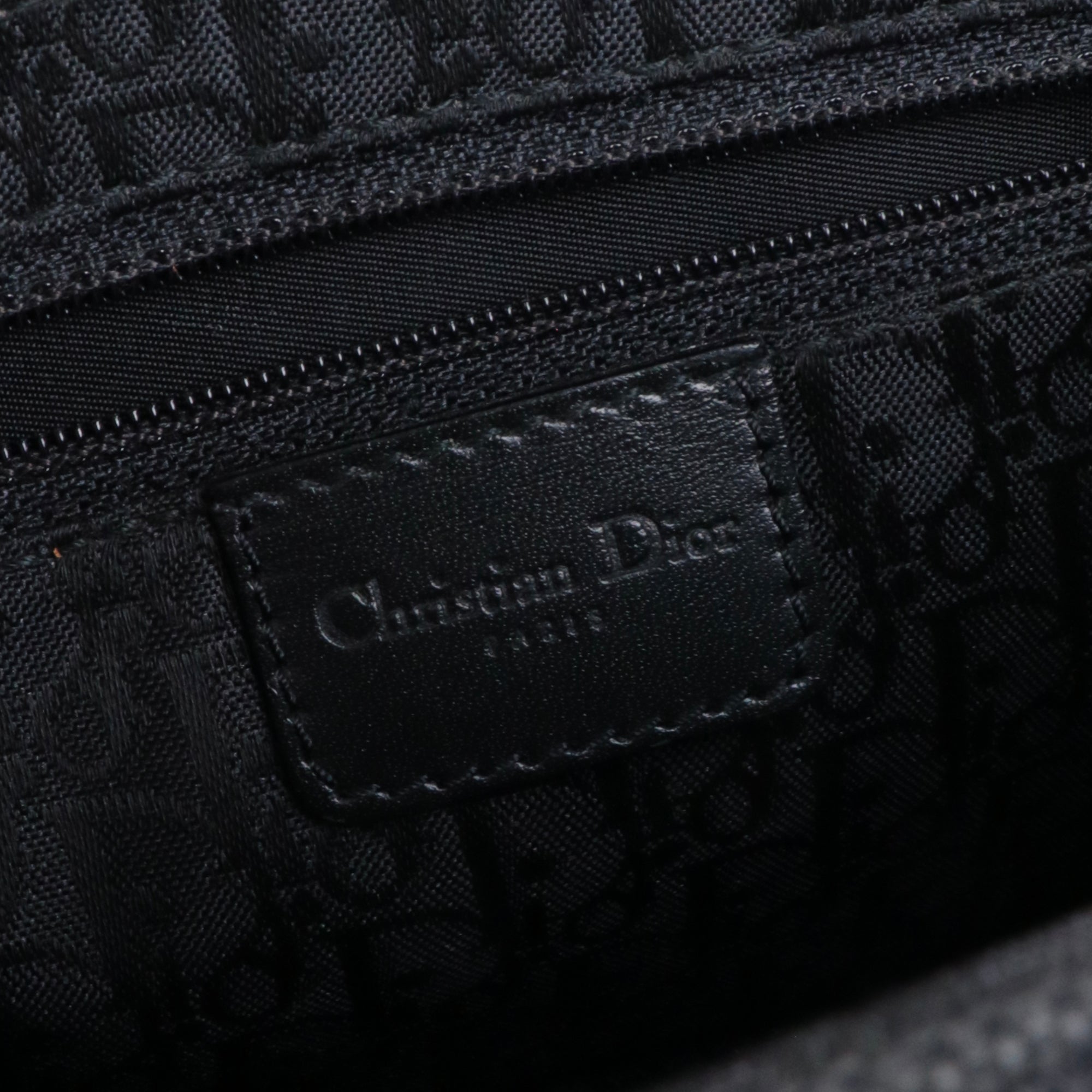 DIOR - Sac porté épaule Columbus Dior en toile et cuir noirs