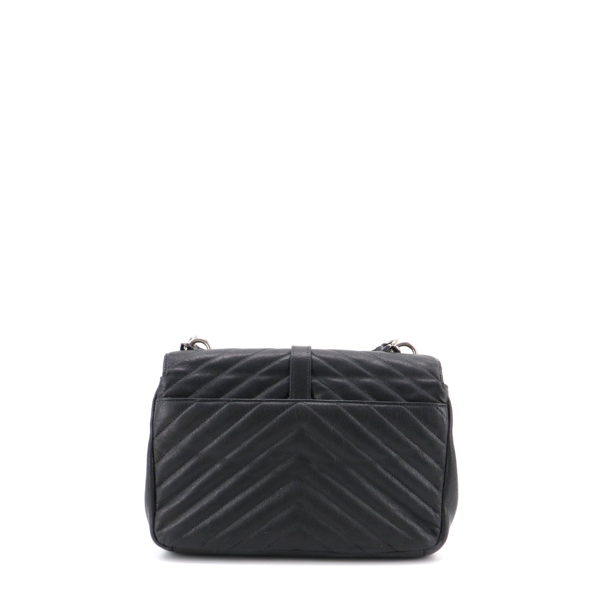 SAINT LAURENT - Sac à bandoulière Collège Medium Saint Laurent en cuir chevron noir