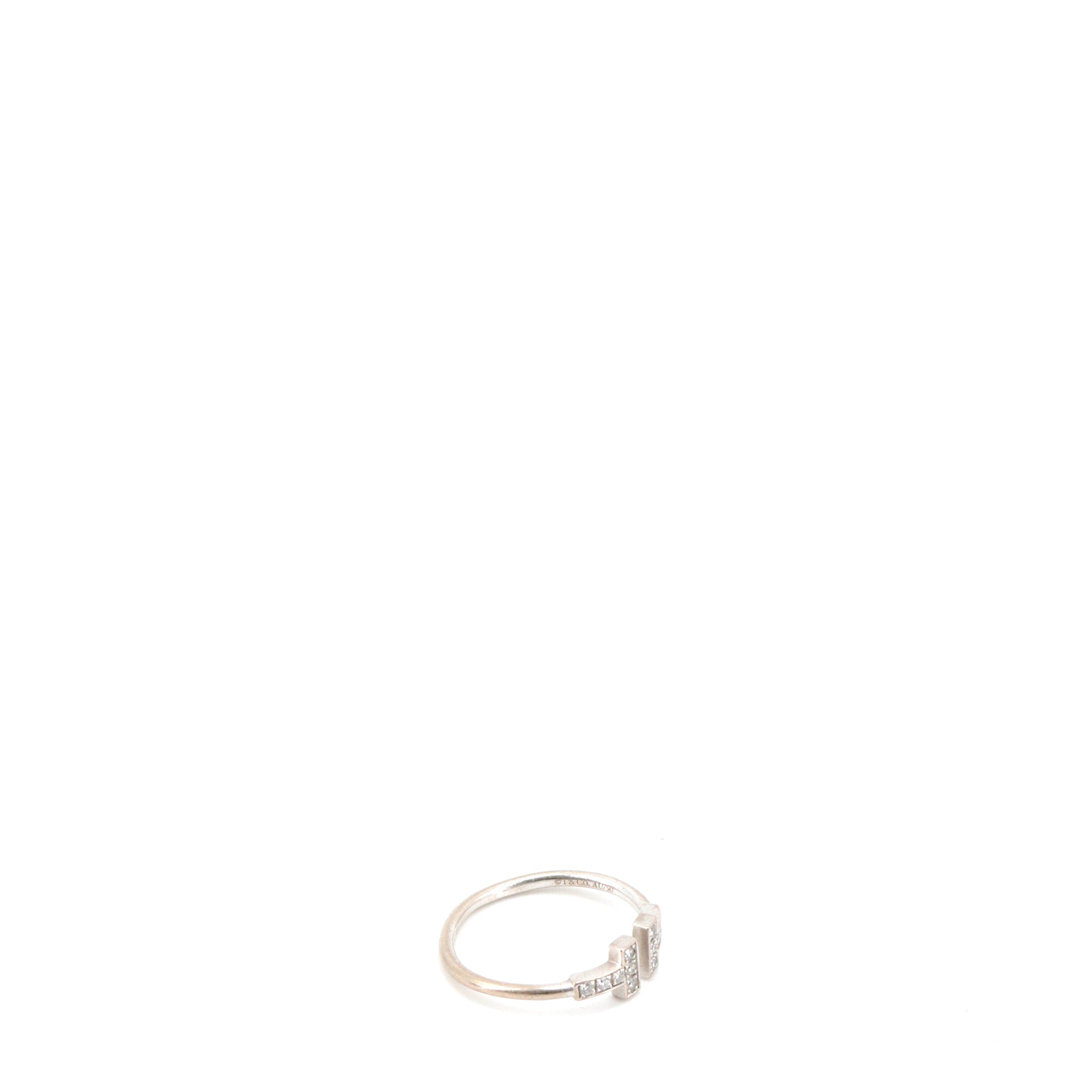 TIFFANY & CO - Bague Wire Tiffany & Co en or blanc orné de diamants (T55)