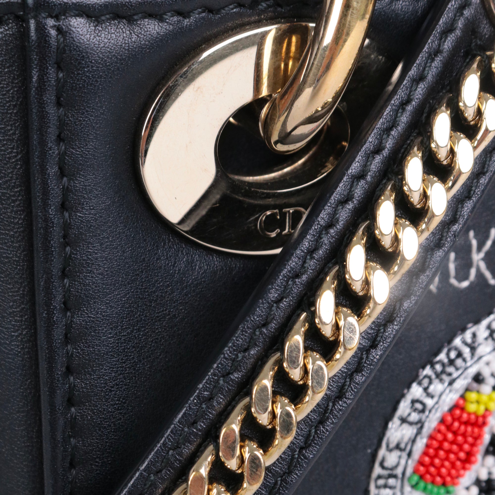 DIOR - Sac à main Lady Dior mini en cuir noir édition limitée