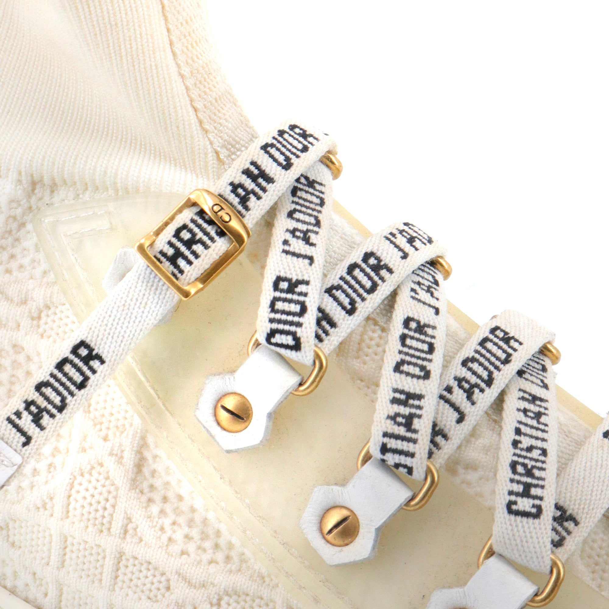 DIOR - Sneakers montantes Walk'N'Dior en toile blanc cassé (T38)