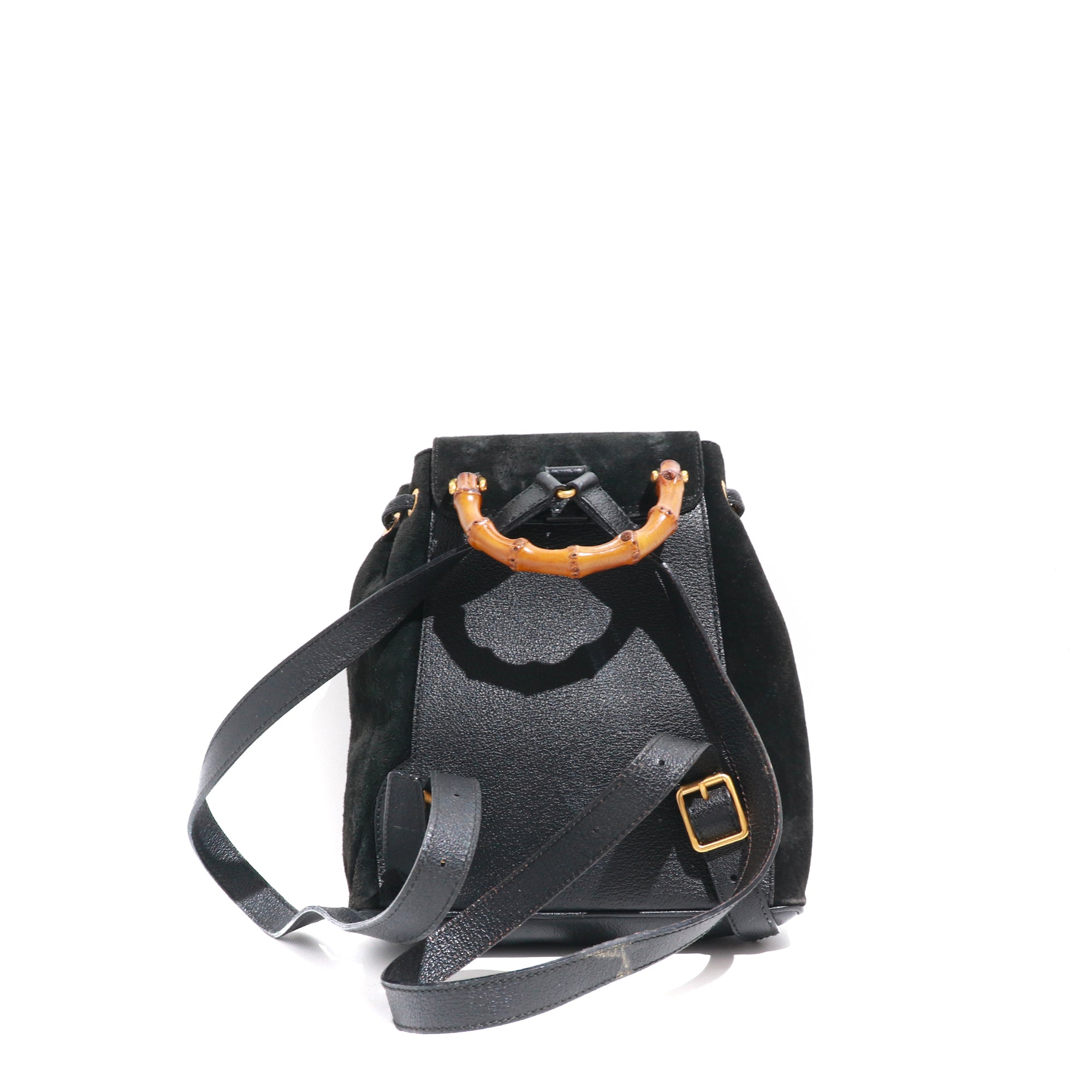 GUCCI - Sac à dos Bamboo Mini en daim et cuir noir