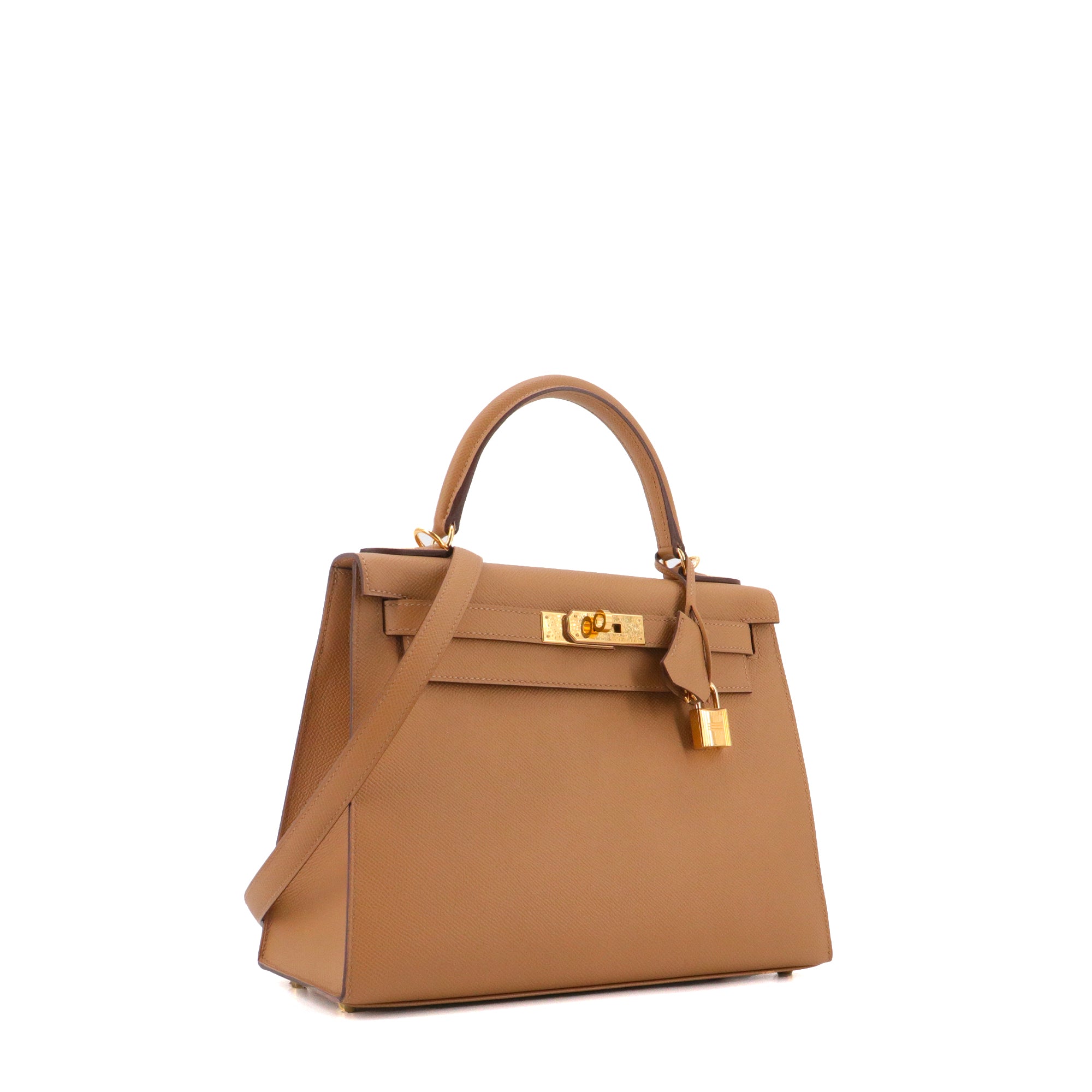 HERMÈS - Sac à main Kelly 28 Hermès en cuir epsom biscuit sellier