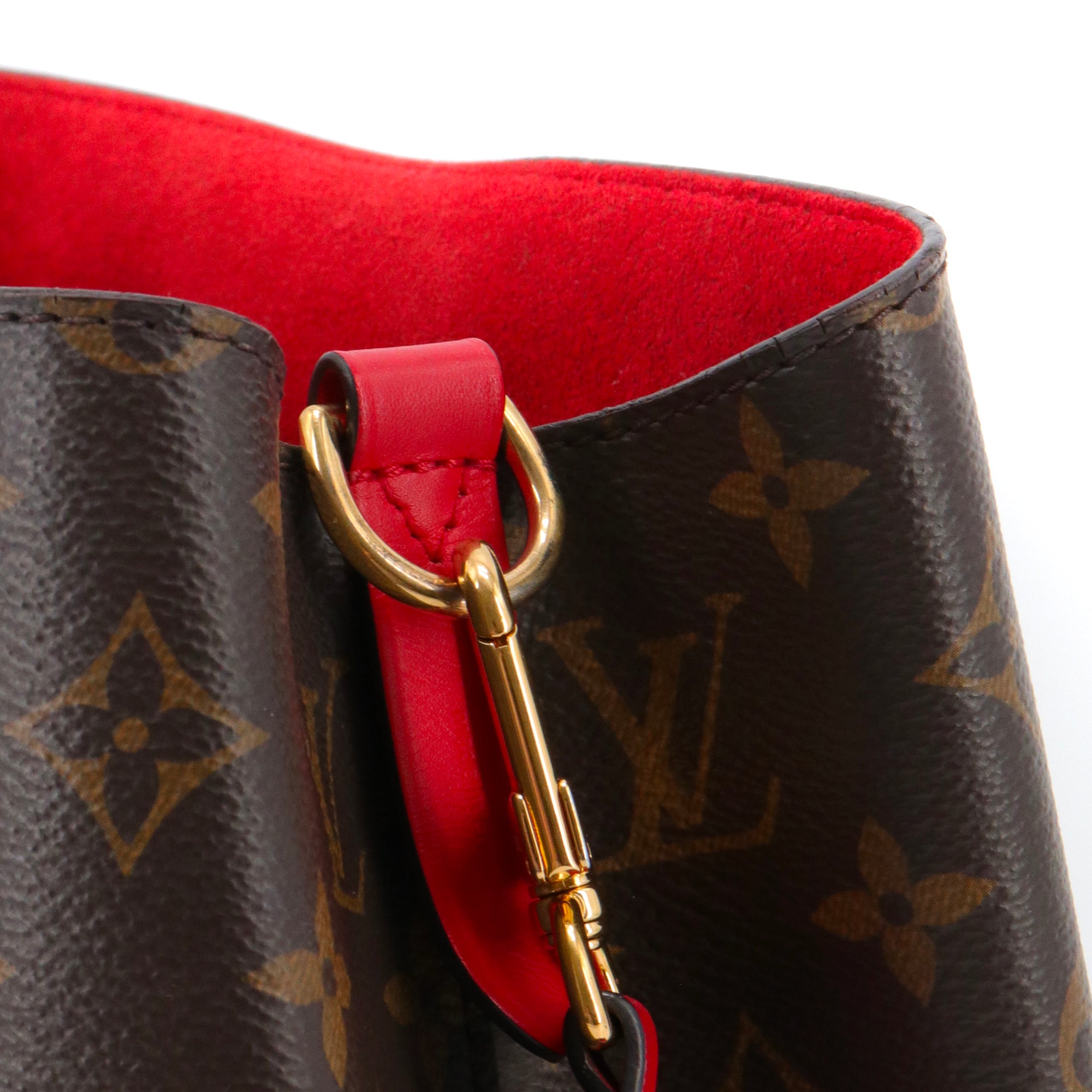 LOUIS VUITTON - Sac à épaule NéoNoé MM Louis Vuitton en toile monogramme et cuir rouge coquelicot