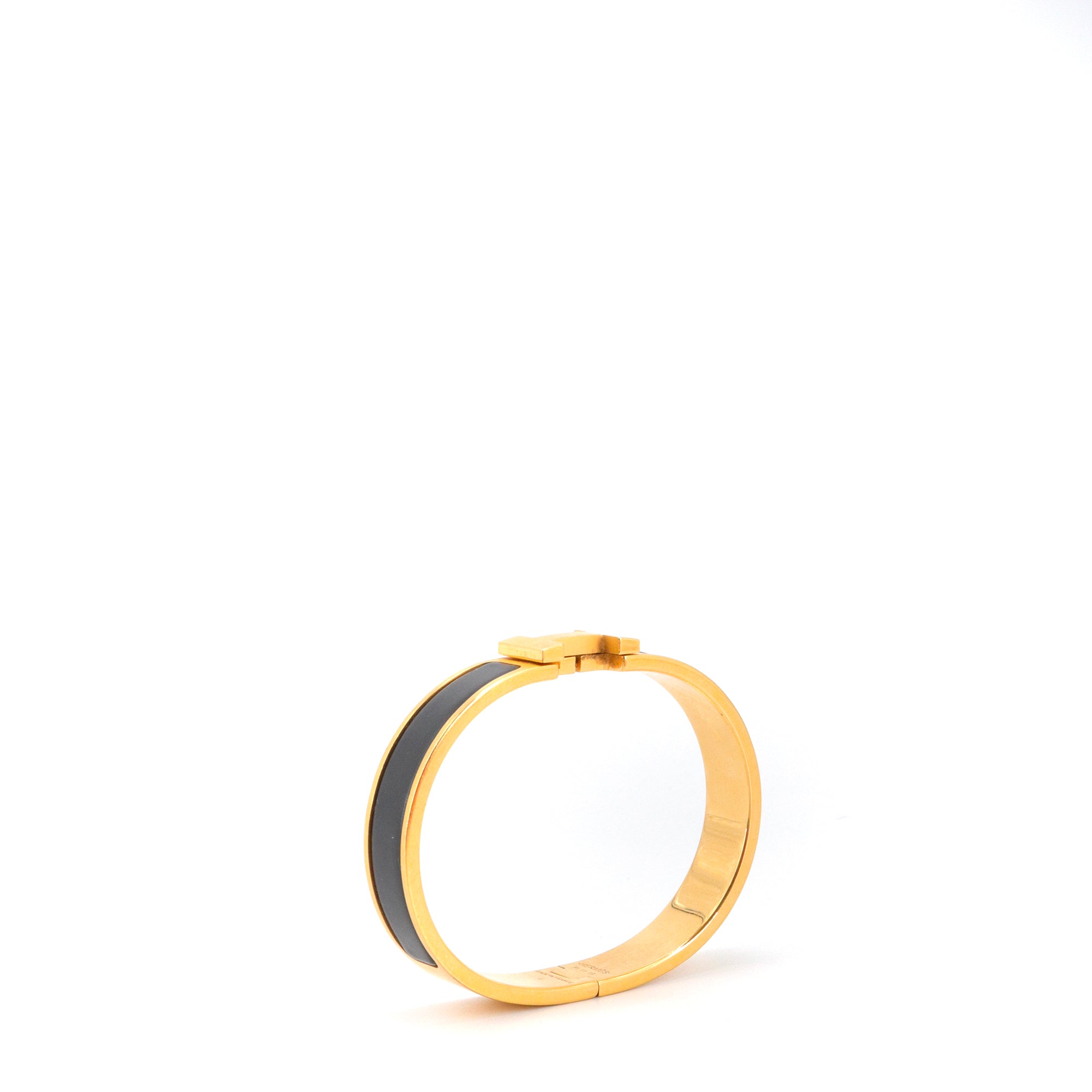 HERMÈS - Bracelet Clic H Hermès en émail noir (T5)
