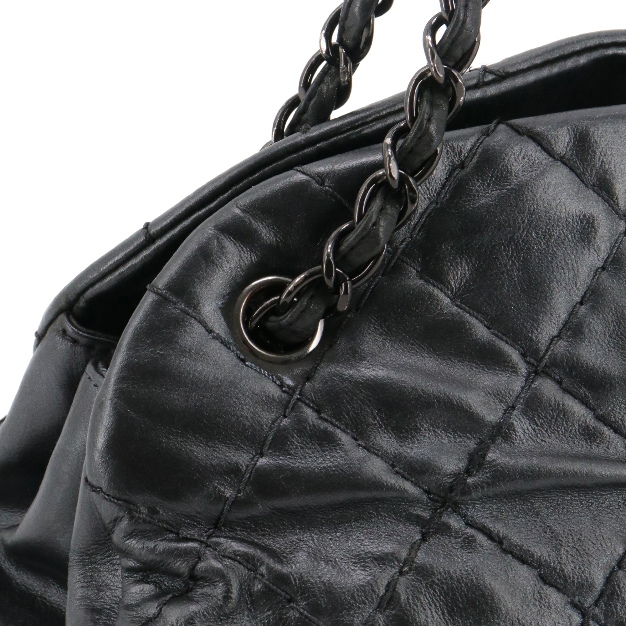CHANEL - Sac à main Mademoiselle Chanel en cuir gris anthracite