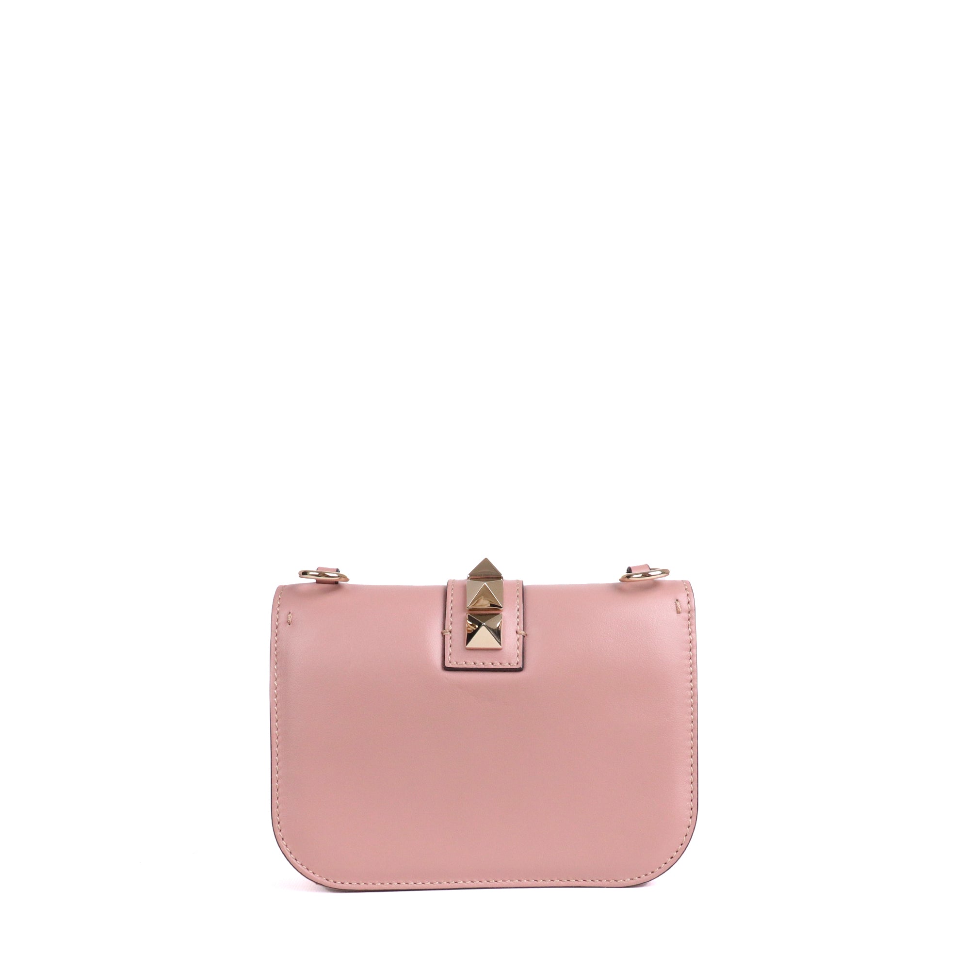VALENTINO - Sac à bandoulière Glam Lock Valentino en cuir lisse rose ancien
