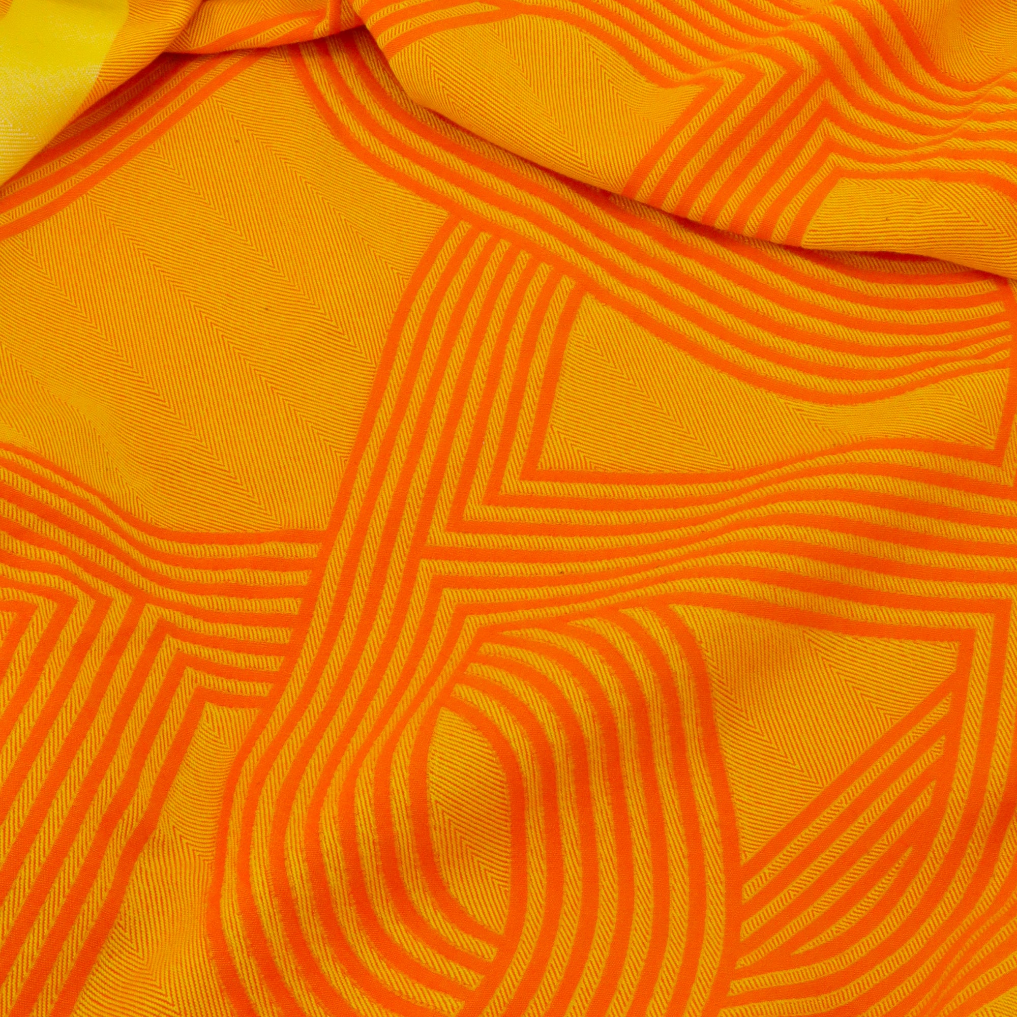HERMÈS - Plaid Chaine d'Ancre Hermès en coton jaune et orange
