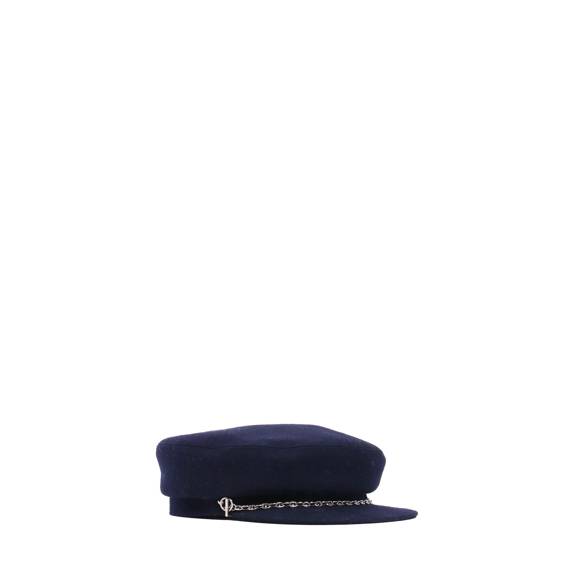 HERMÈS - Casquette Belle-Ile Hermès en cachemire bleu marine (T57)