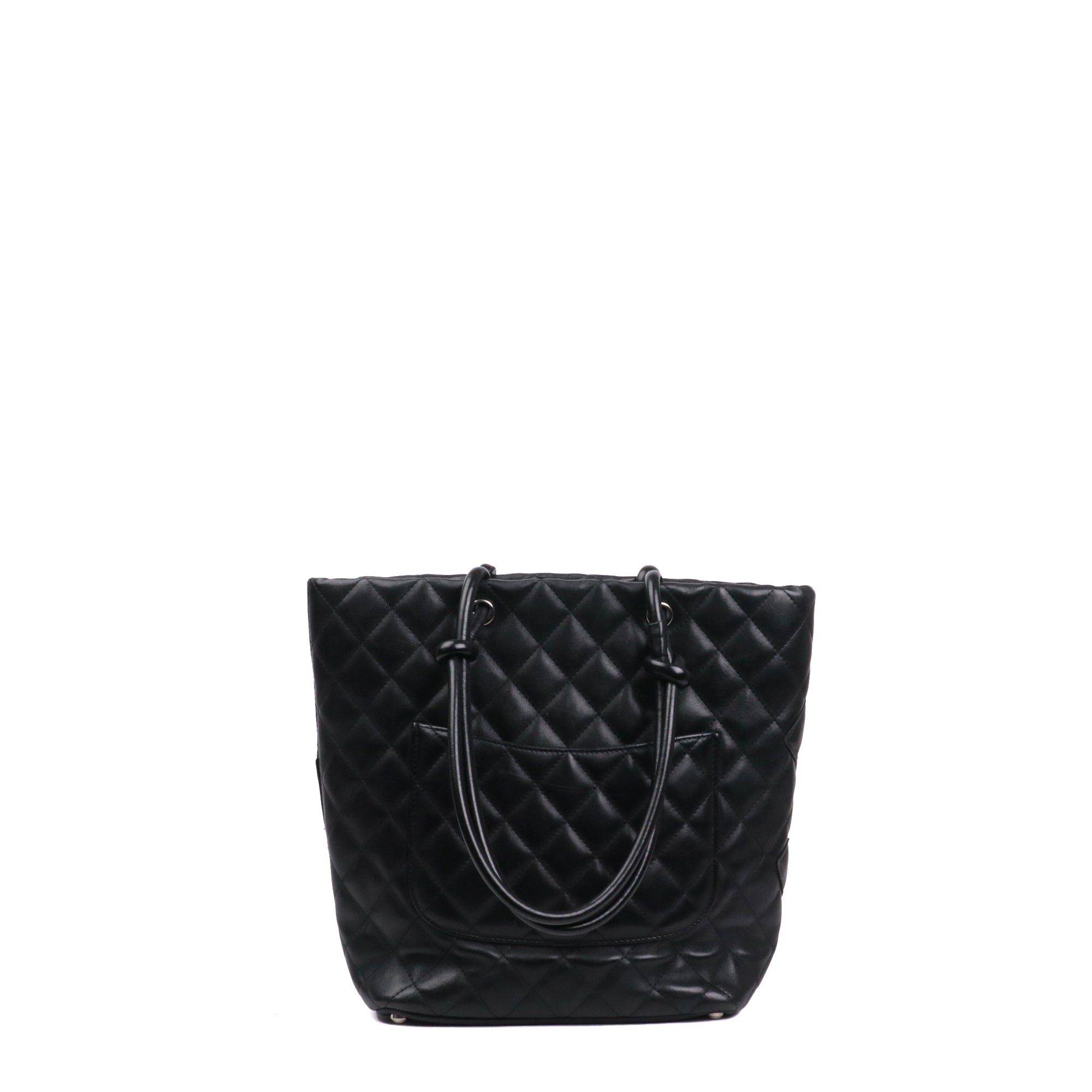 CHANEL - Cambon handbag in beige and black quilted leather
