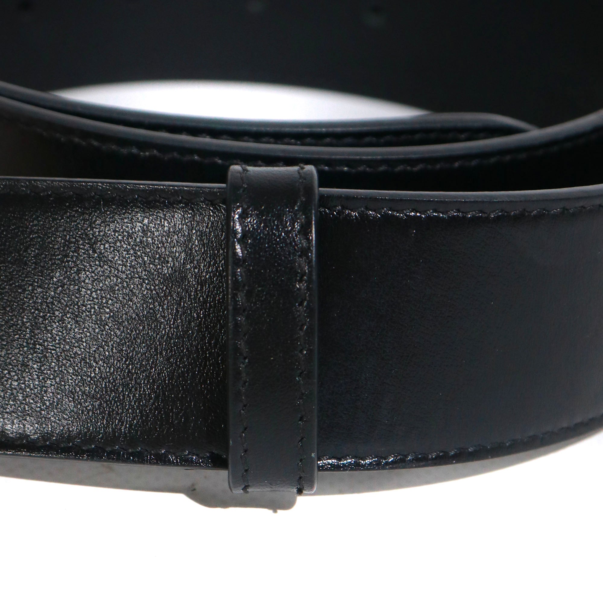 GUCCI - Ceinture GG Marmont Gucci en cuir lisse noir (T90)
