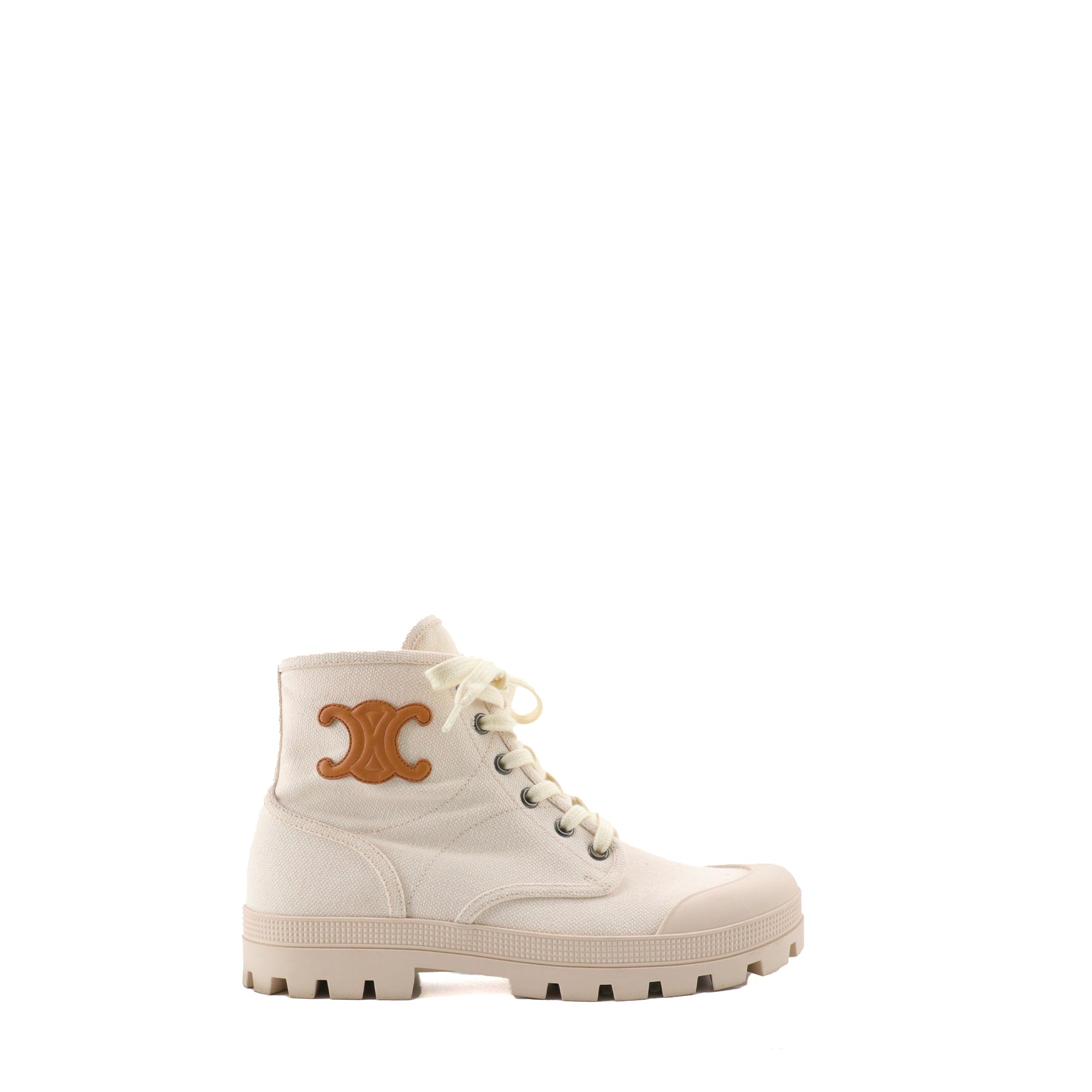 CELINE - Bottines Patapans Celine en toile beige (T38)