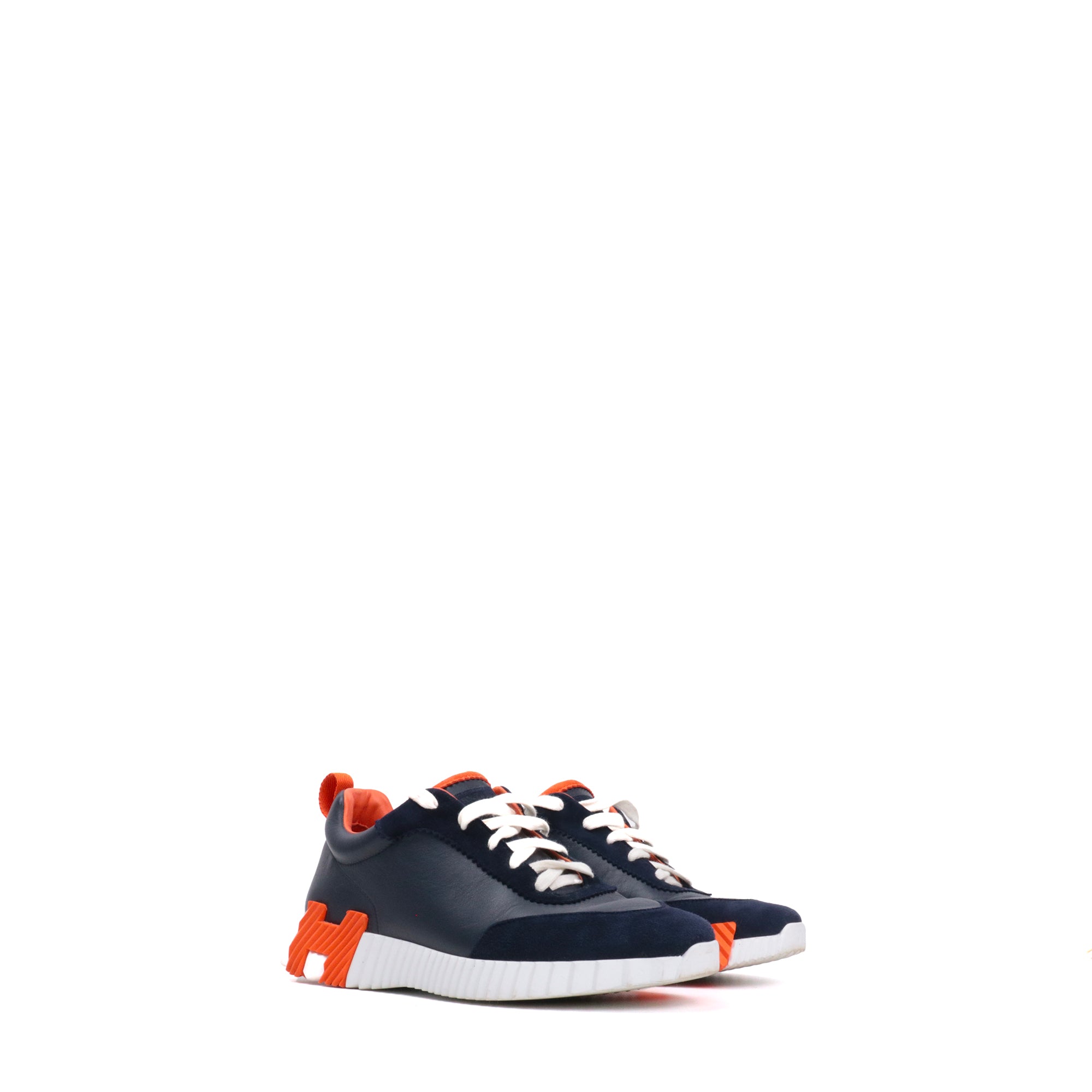 HERMÈS Sneakers Bouncing Hermès en cuir bleu marine d