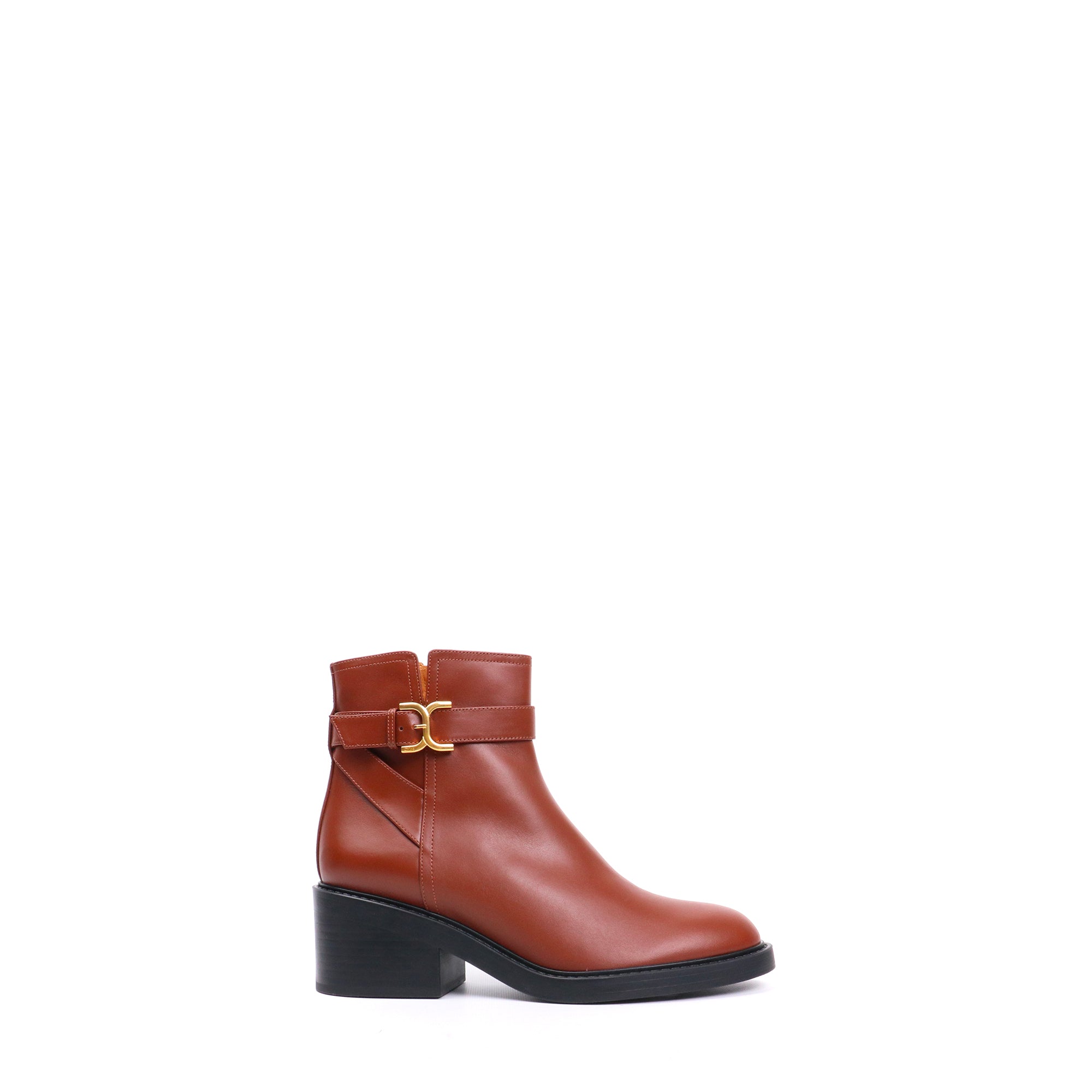 CHLOÉ - Bottines Marcie à boucles Chloé en cuir marron (T41)