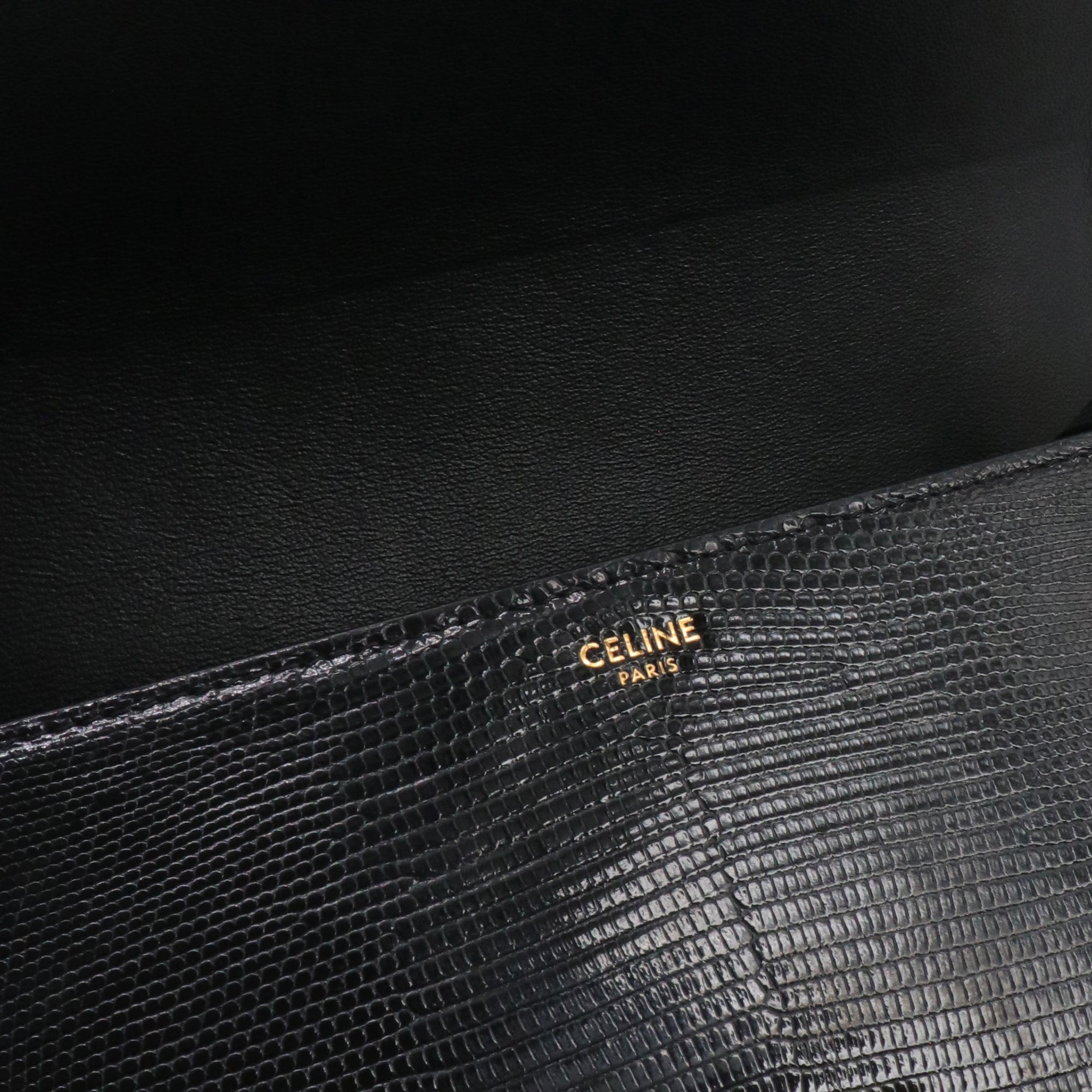 CELINE - Sac à bandoulière Triomphe Celine en lézard noir