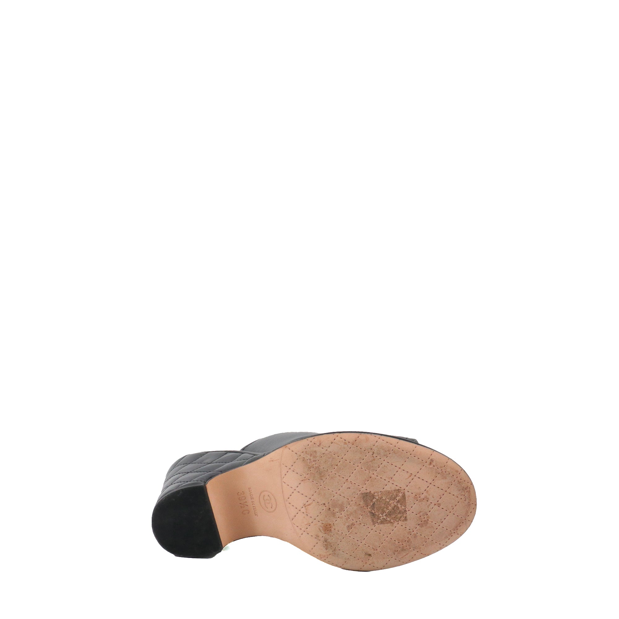 CHANEL - Sandales 19 Chanel en cuir matelassé noir (T39,5)