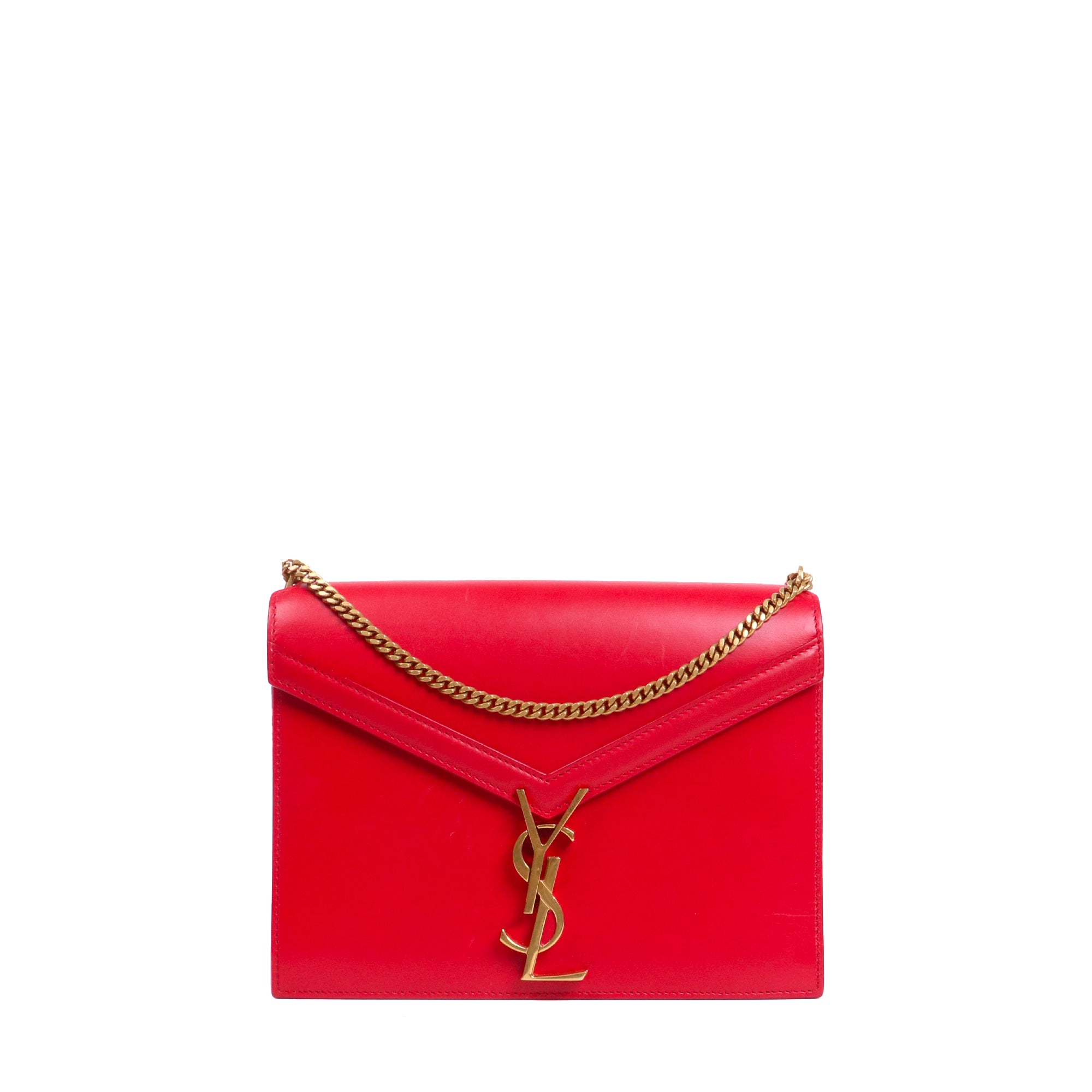 SAINT LAURENT - Sac à bandoulière Cassandre Saint Laurent en cuir rouge