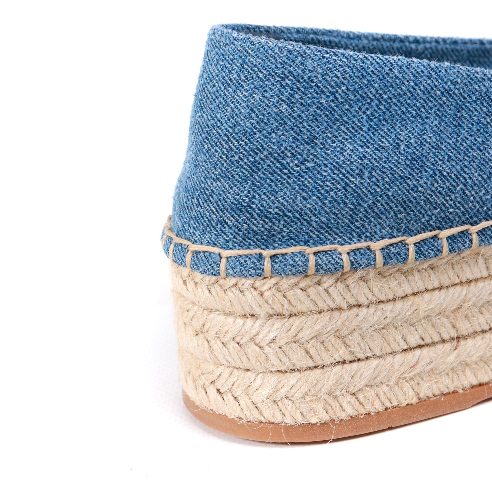 MIU MIU - Miu Miu wedge espadrilles in denim and rhinestones (T37.5)