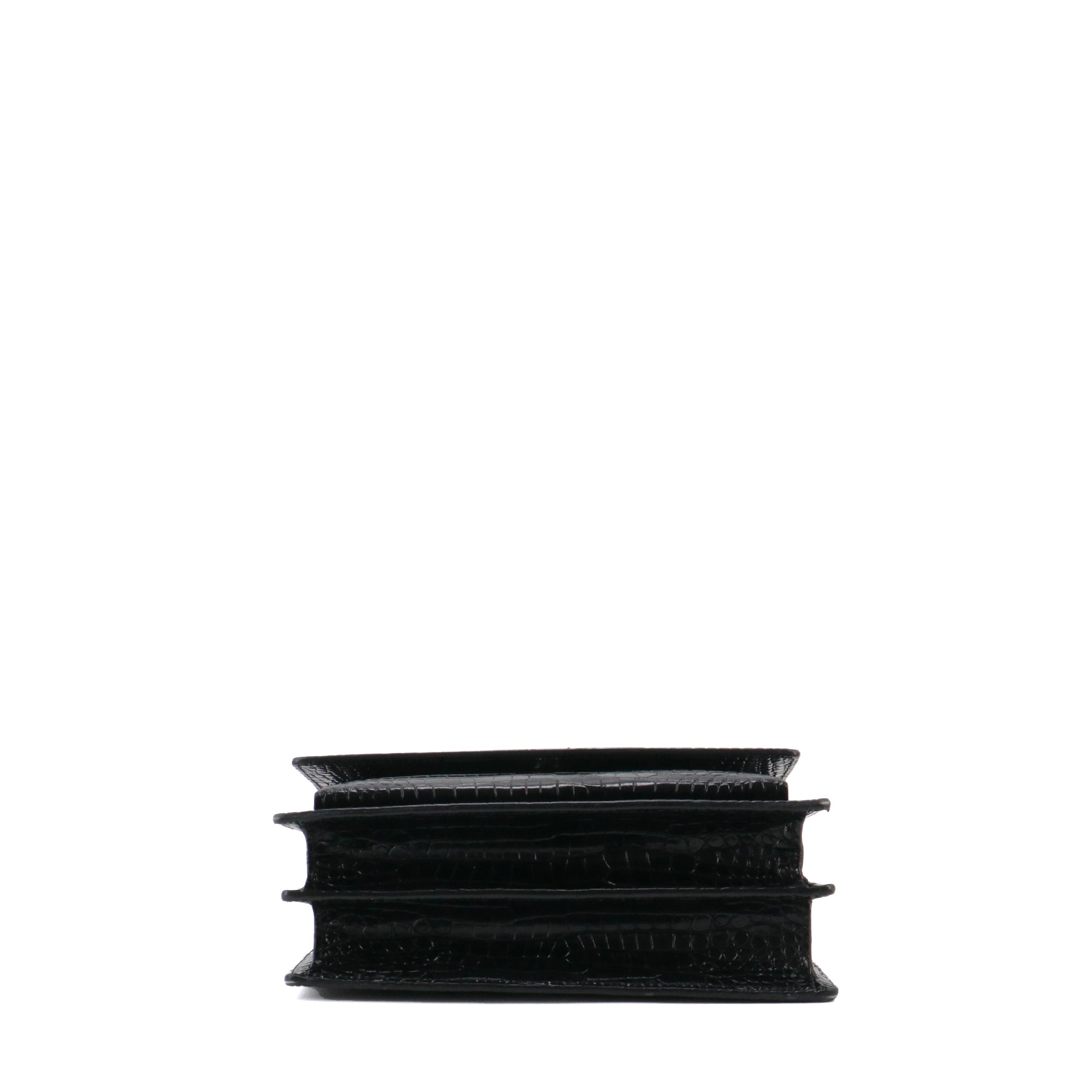 SAINT LAURENT - Sac à bandoulière Sunset medium full black Saint Laurent en cuir embossé croco