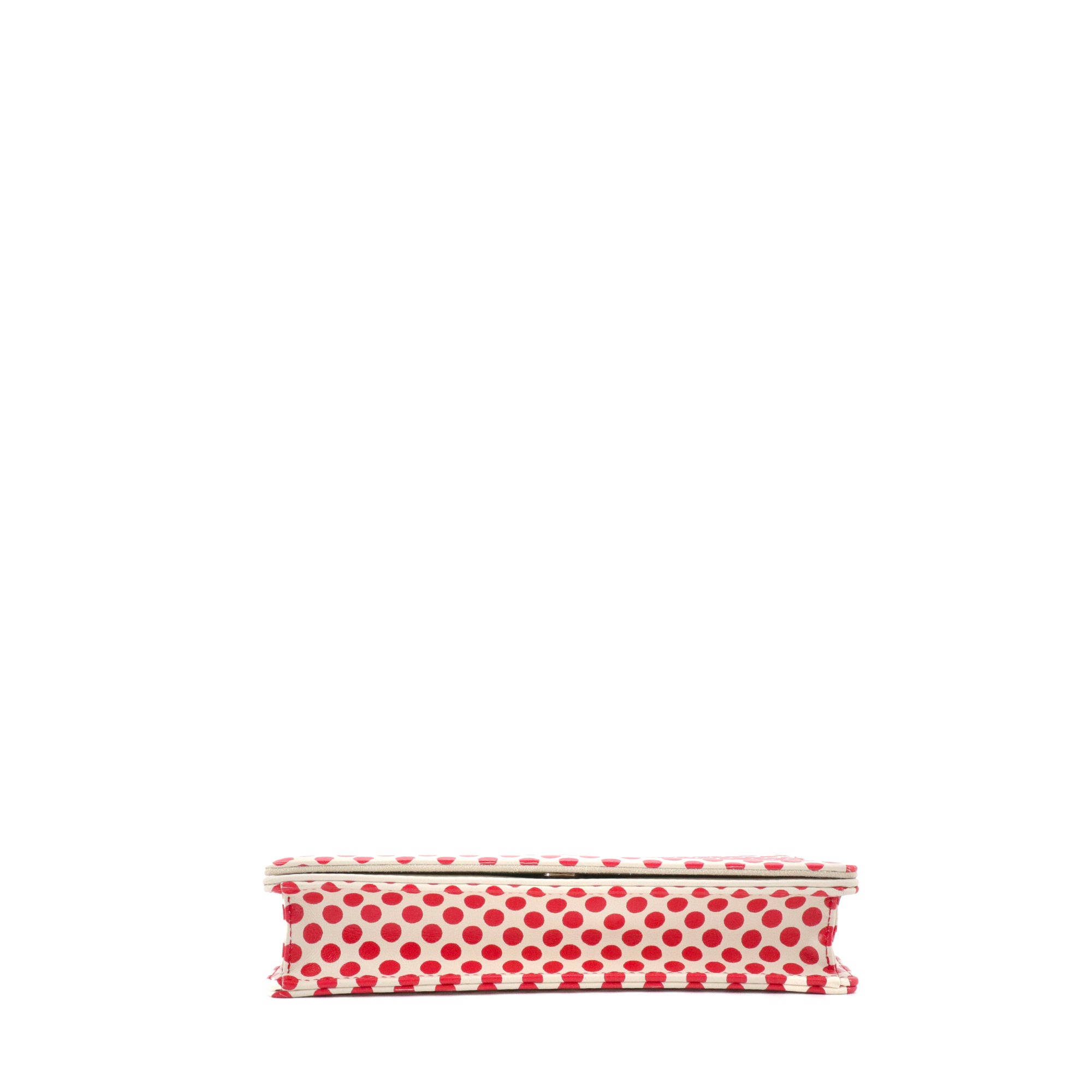 DIOR - Wallet On Chain Dioramour Dior en cuir à pois rouge et blanc