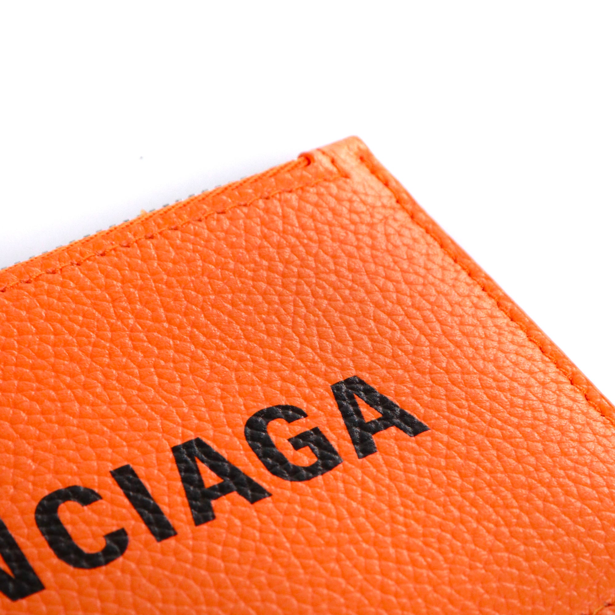 BALENCIAGA - Balenciaga coin purse in orange grained leather