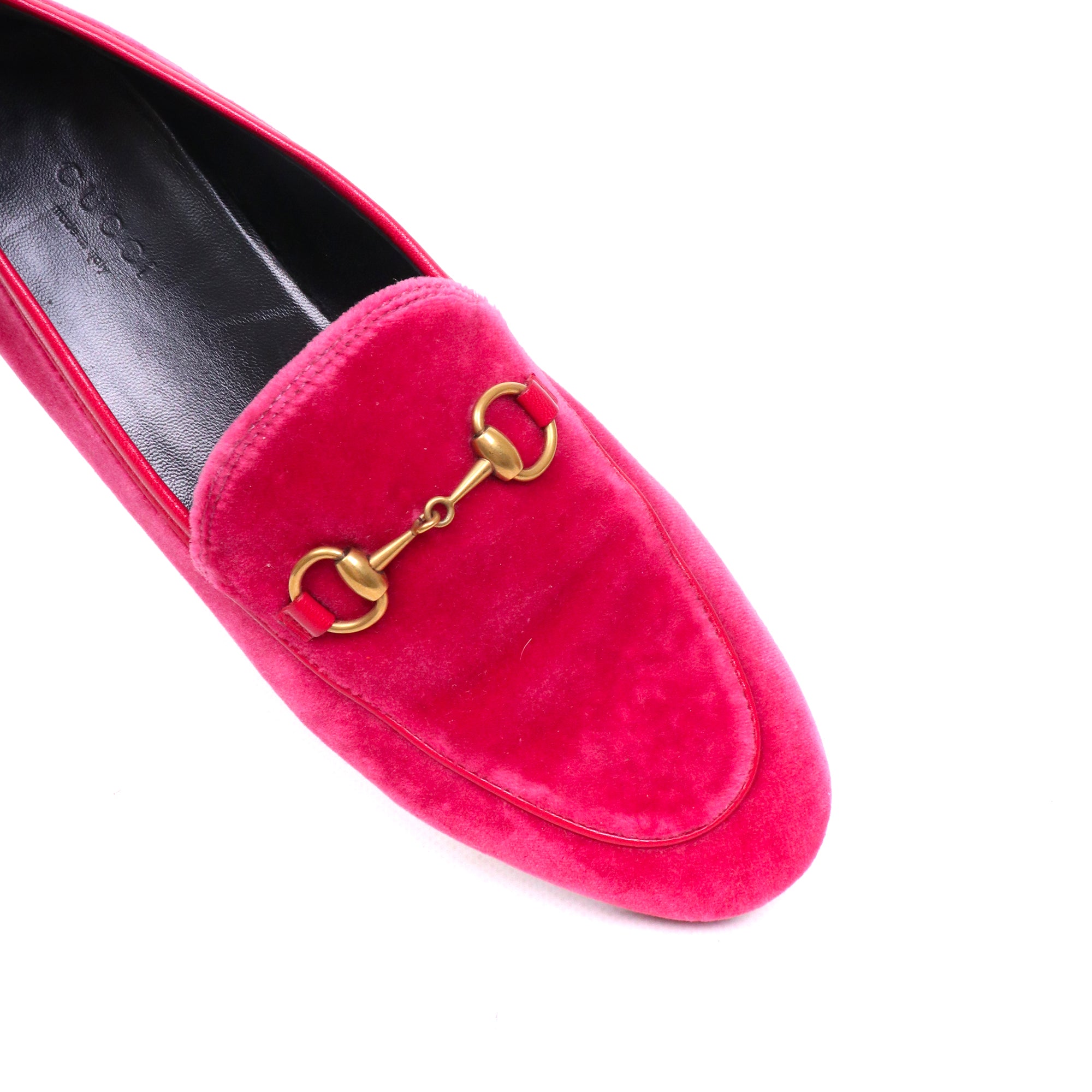 GUCCI - Mocassins Jordaan Gucci en velours fuchsia (T37)