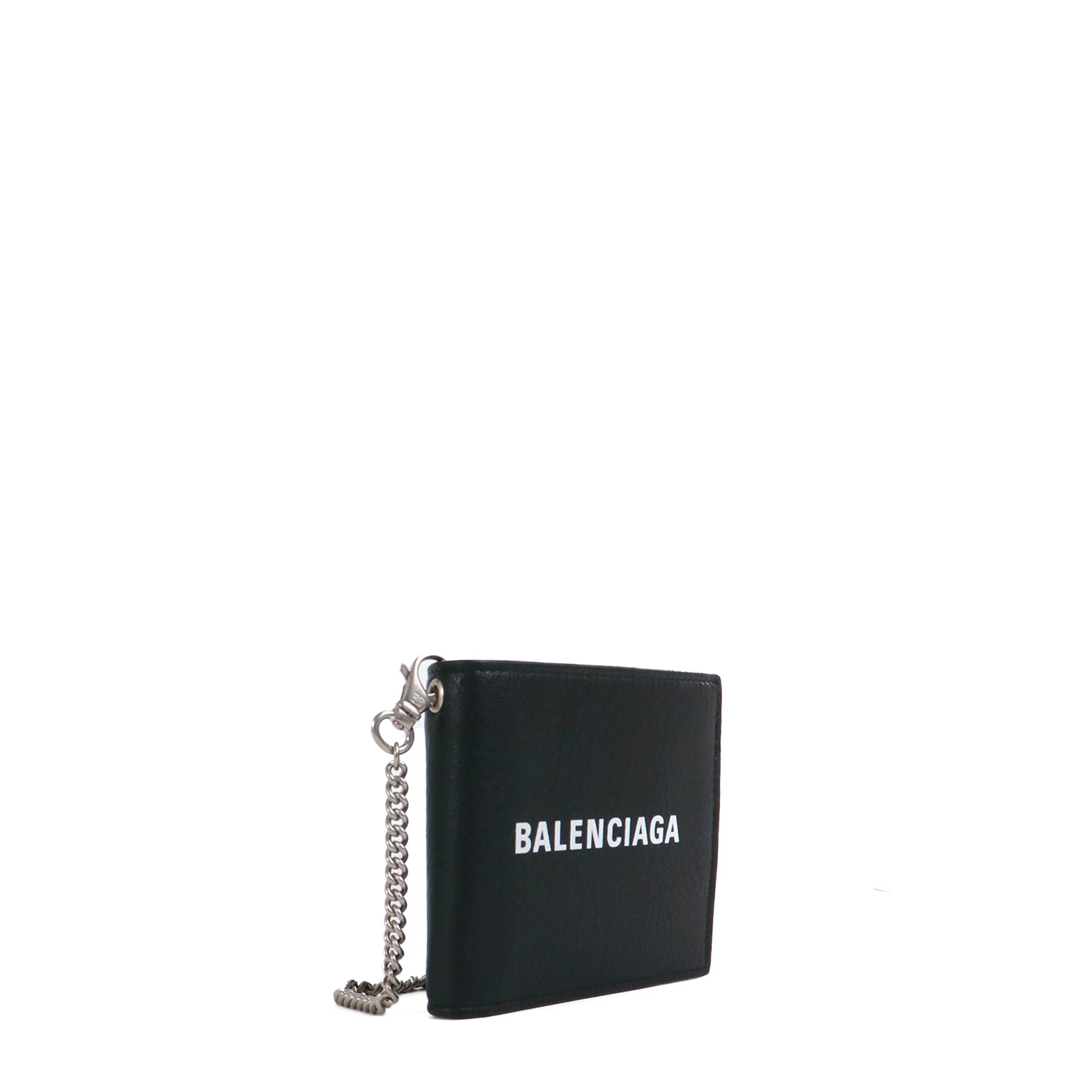 BALENCIAGA - Balenciaga Ville wallet in black grained leather with fluorescent yellow interior