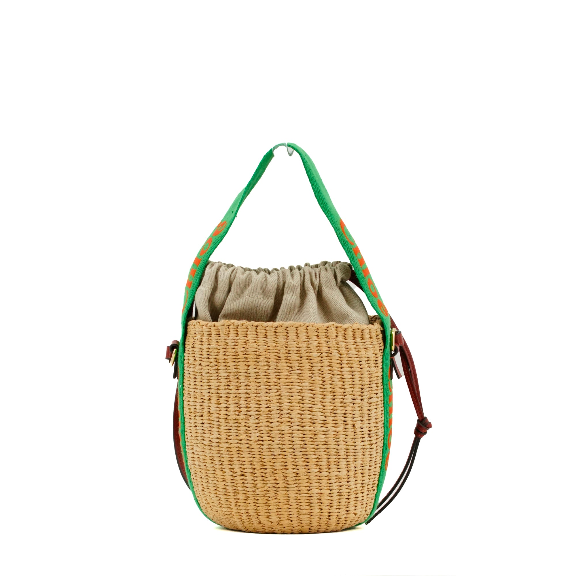 CHLOÉ - Panier à bandoulière Woody PM Chloé en paille naturelle beige