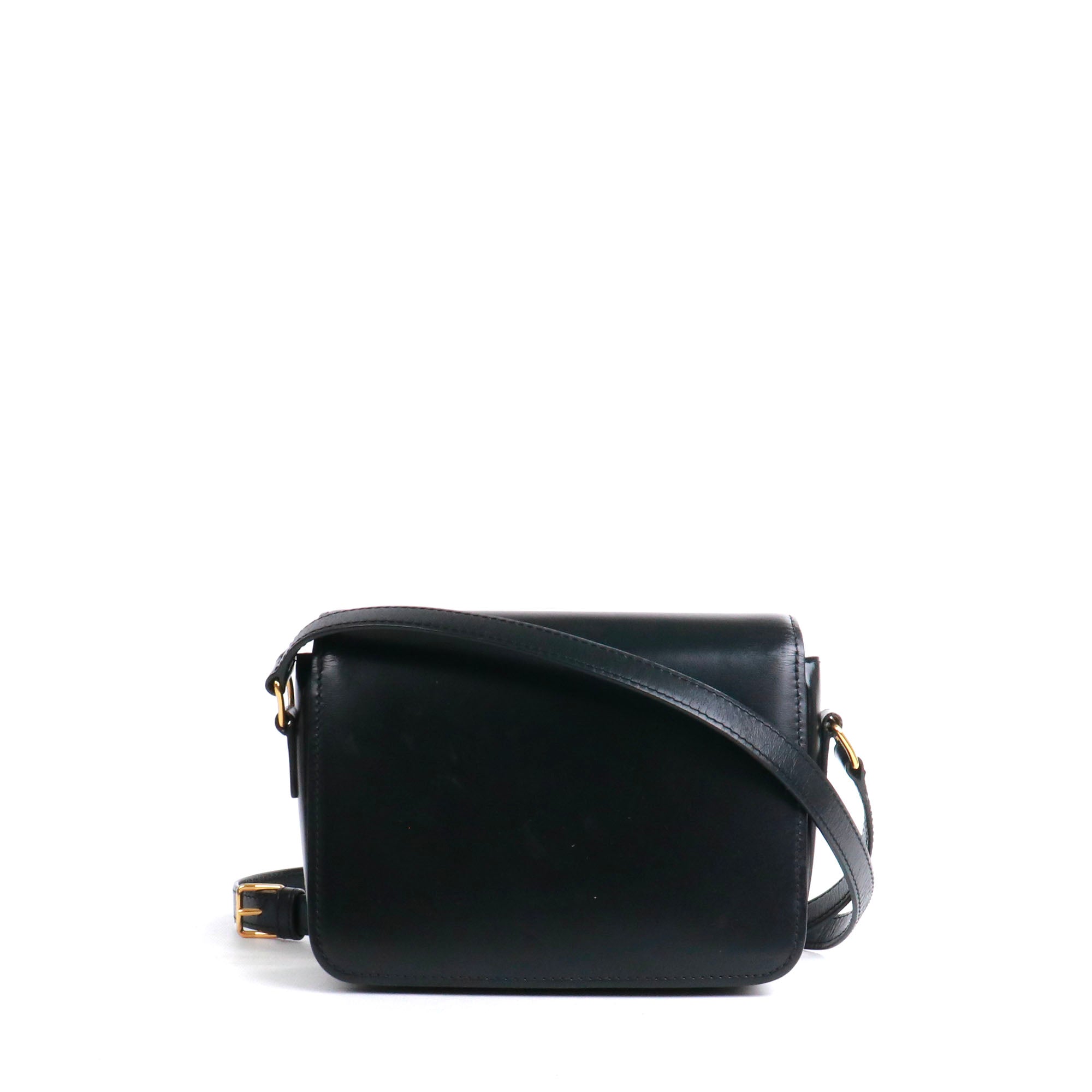 CELINE - Sac à bandoulière Triomphe teen Celine en cuir box noir