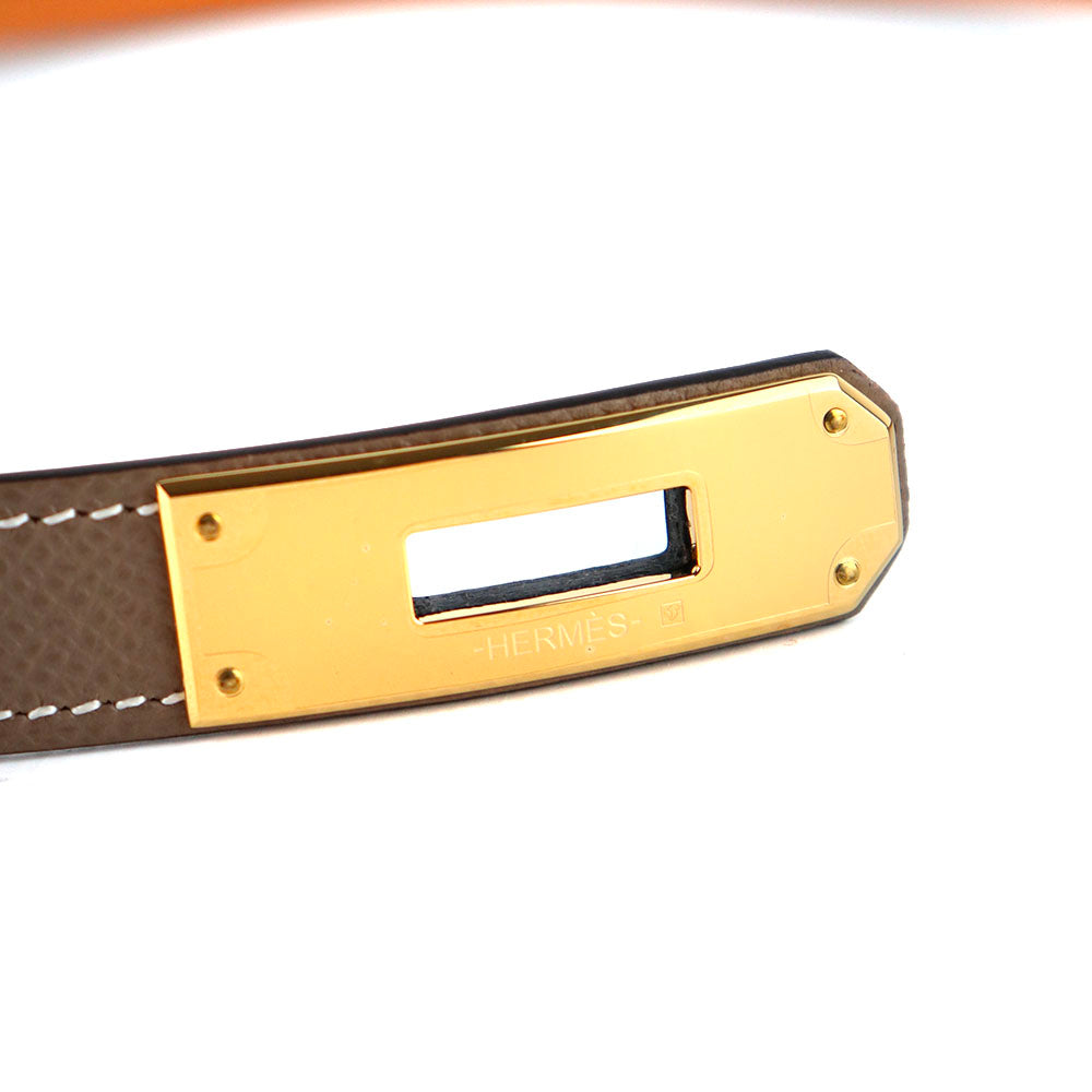 HERMÈS - Ceinture Kelly 18 en cuir epsom étoupe