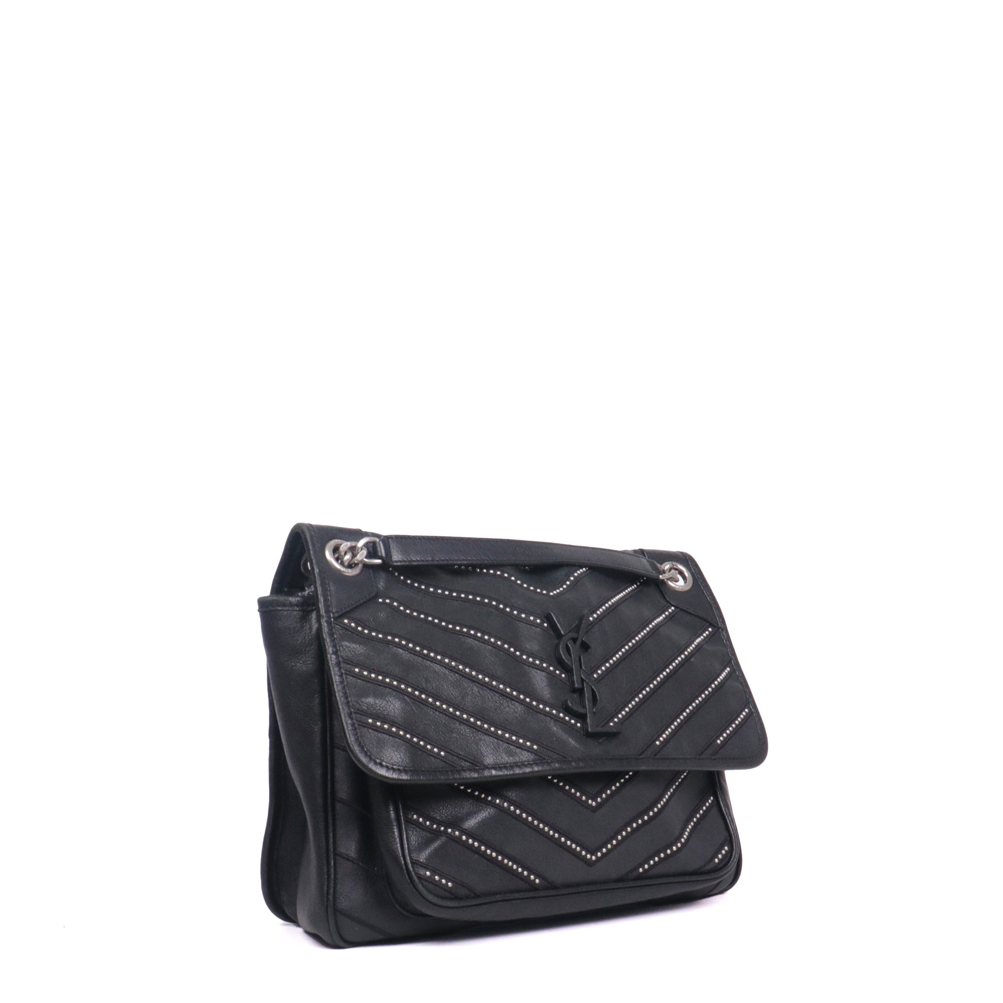 SAINT LAURENT - Sac à bandoulière Niki medium Saint Laurent édition limitée en cuir noir