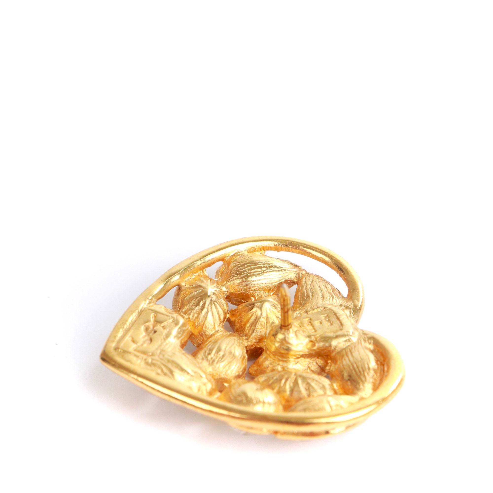 SAINT LAURENT - Broche Coeur à strass Yves Saint Laurent vintage