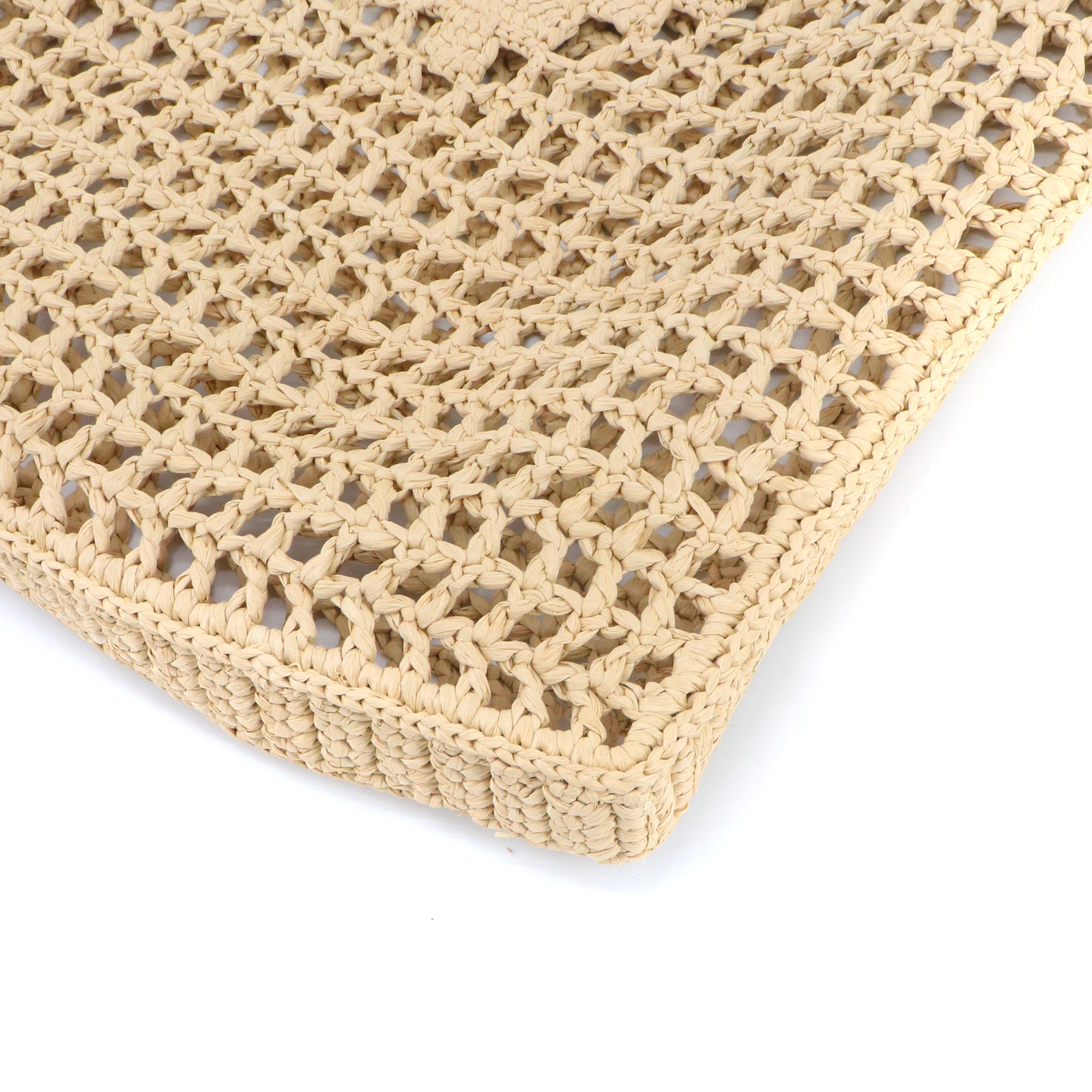 PRADA - Sac cabas en crochet Prada en raphia beige