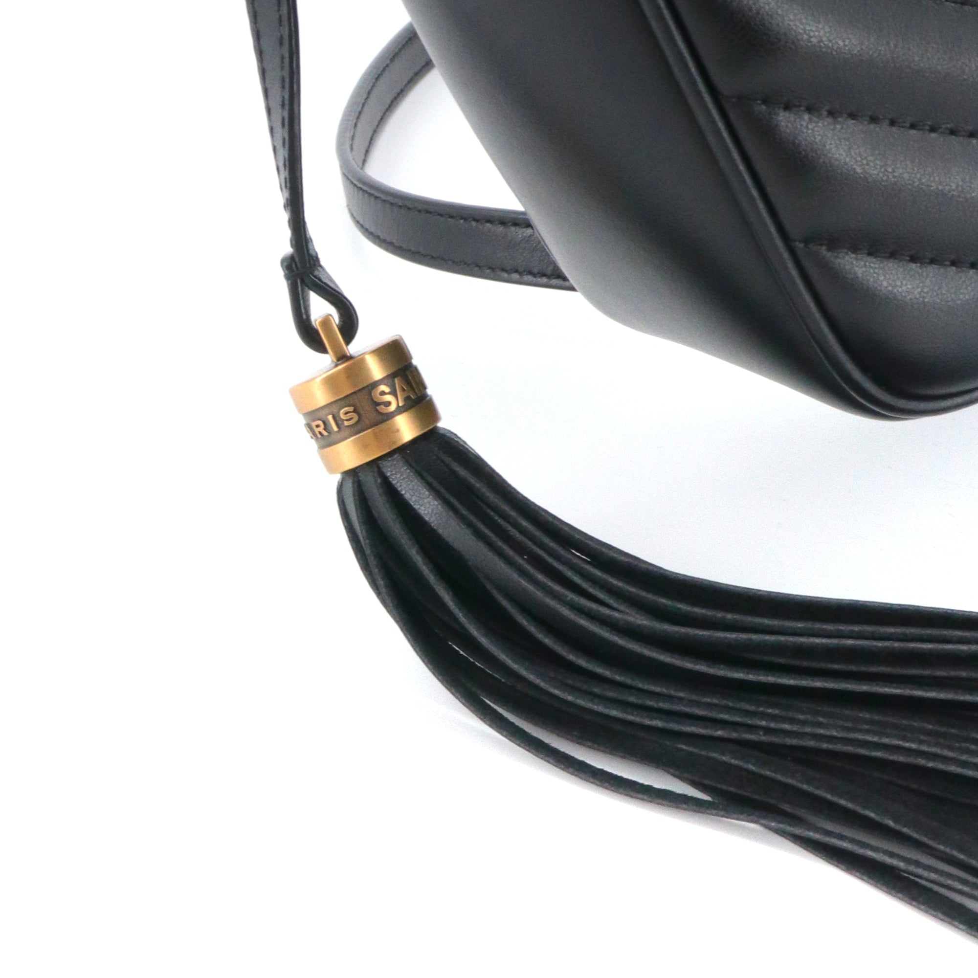 SAINT LAURENT - Sac à bandoulière Lou Saint Laurent en cuir chevron noir