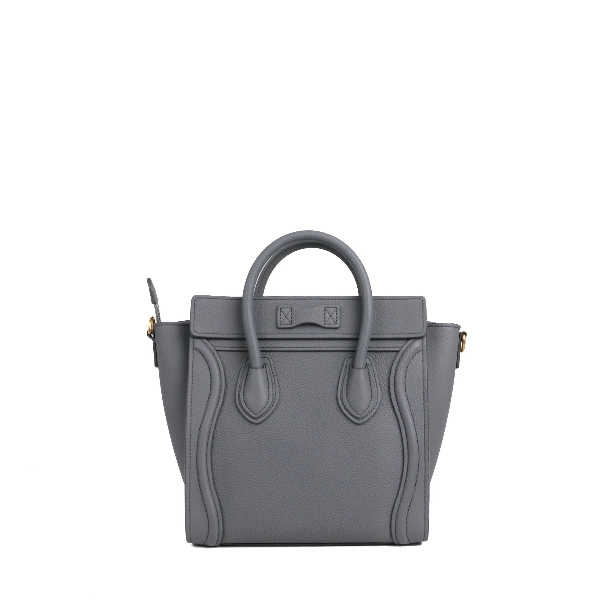 CELINE - Sac à main Luggage nano Céline en cuir grainé gris