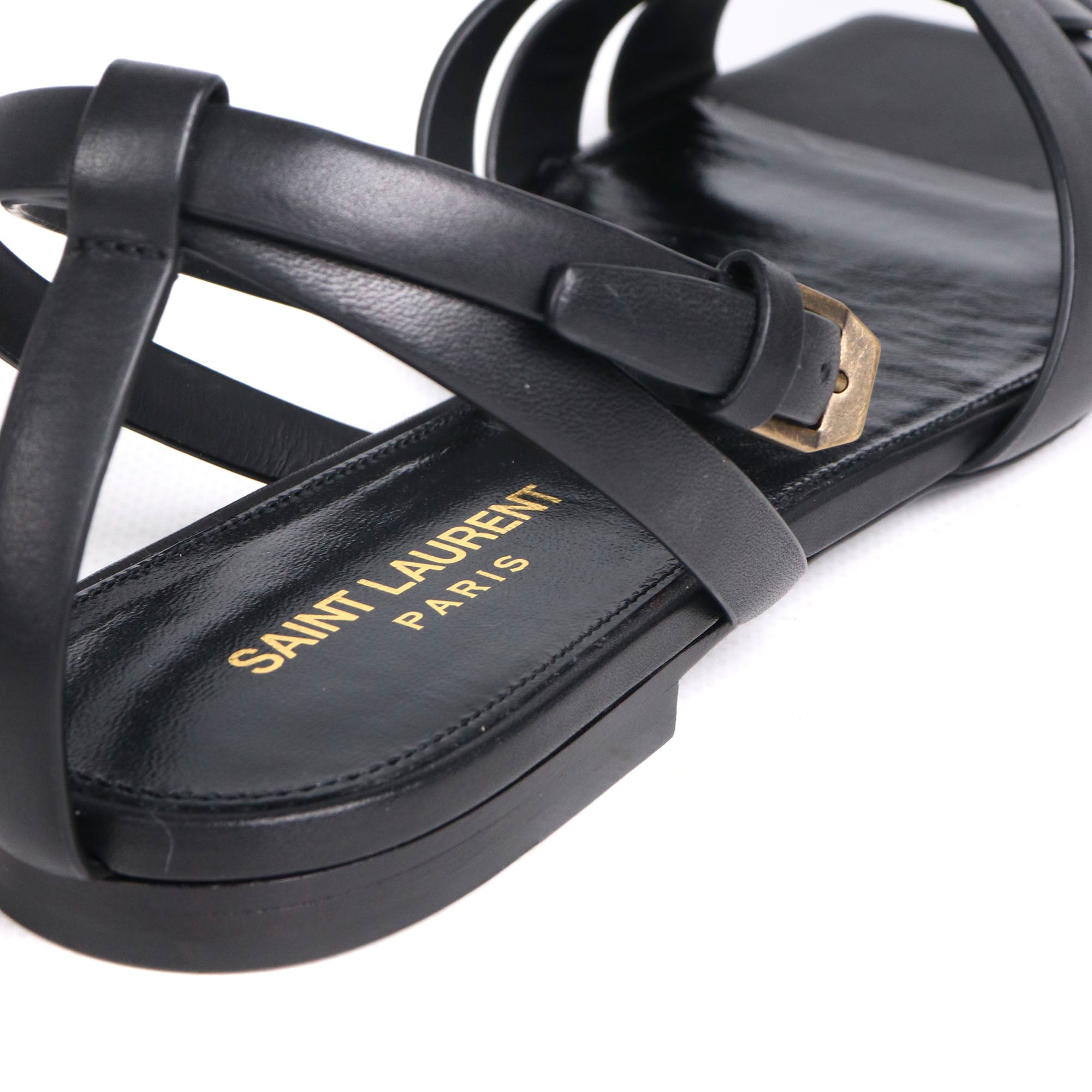 SAINT LAURENT - Sandales Tribute Saint Laurent en cuir noir (T39)