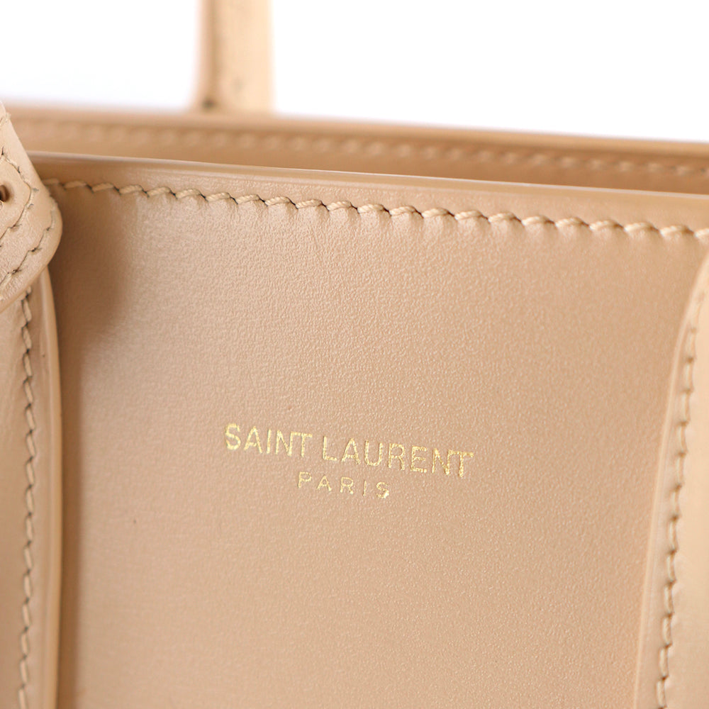 SAINT LAURENT - Sac de jour nano en cuir lisse beige