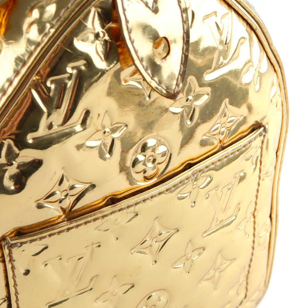 LOUIS VUITTON - Sac à main Speedy 30 en cuir verni miroir doré