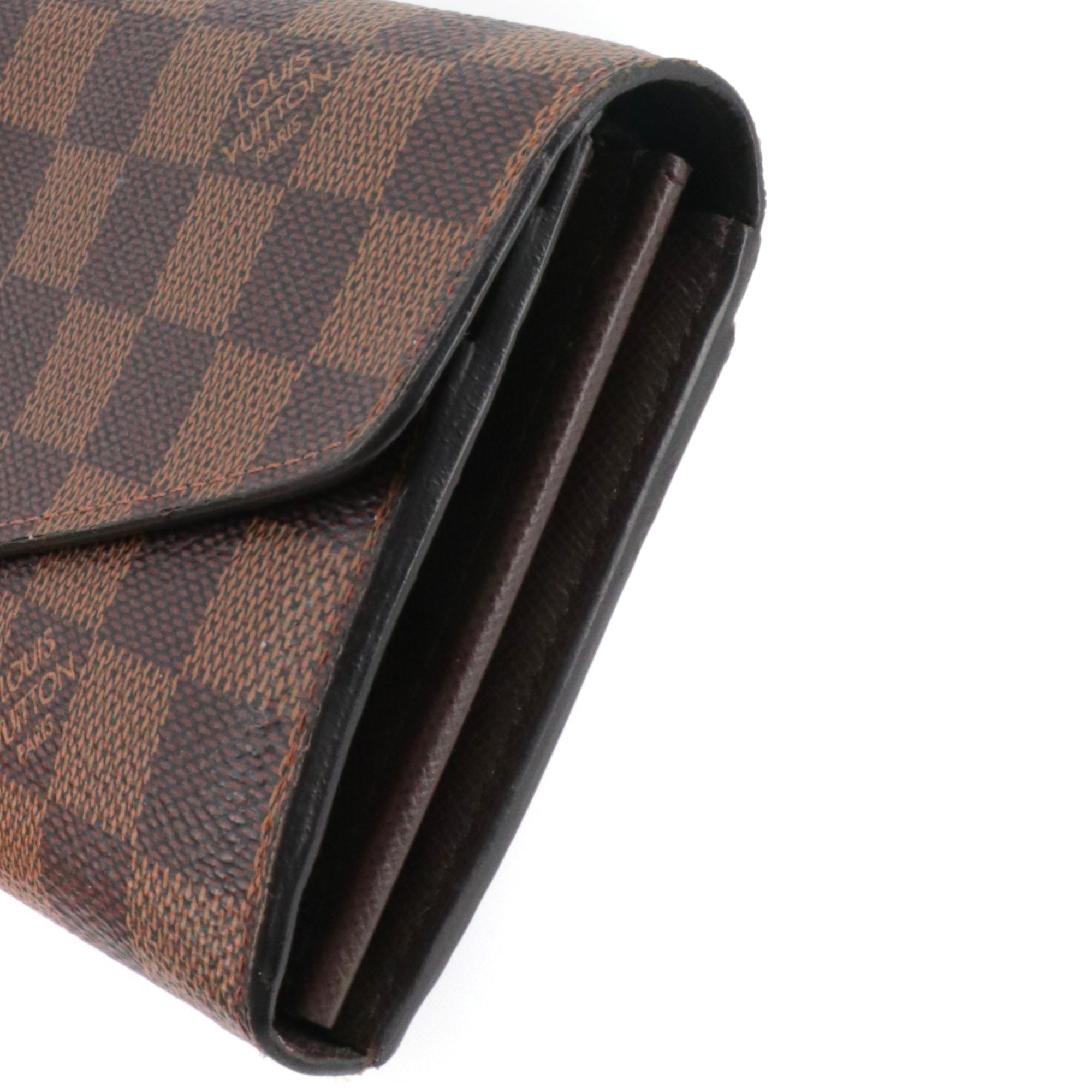 LOUIS VUITTON - Portefeuille Sarah Louis Vuitton en toile damier ébène