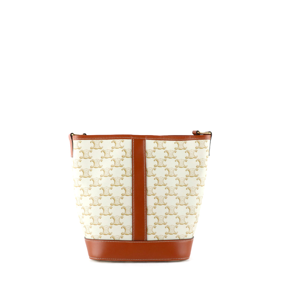 CELINE - Sac à bandoulière Sceau Petit Modèle en toile enduite Triomphe et cuir