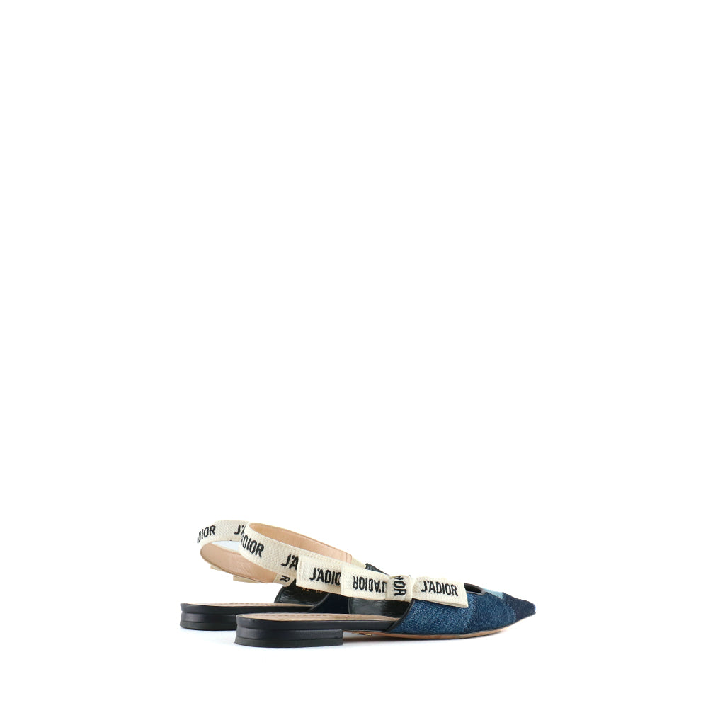 DIOR - Ballerines Slingback J'Adior en denim patchwork (T37)