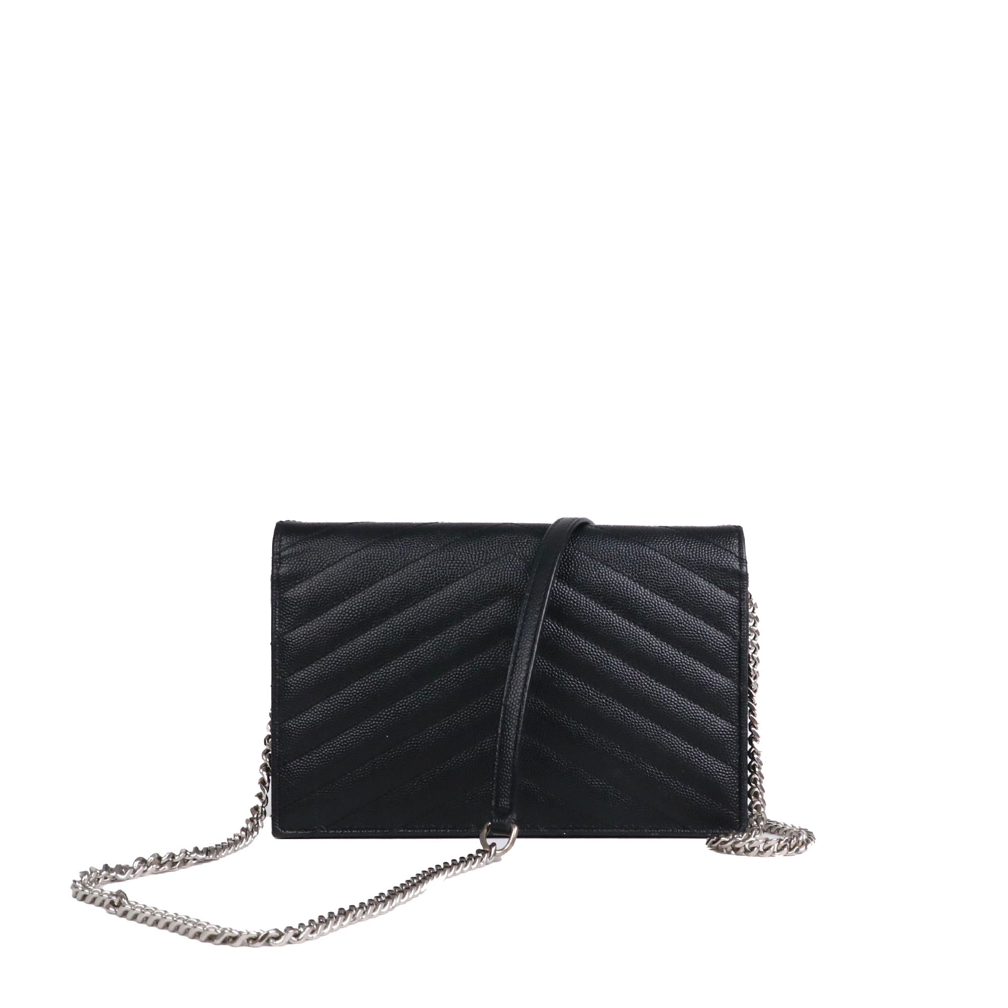 SAINT LAURENT - Pochette Cassandre Saint Laurent en cuir grainé noir