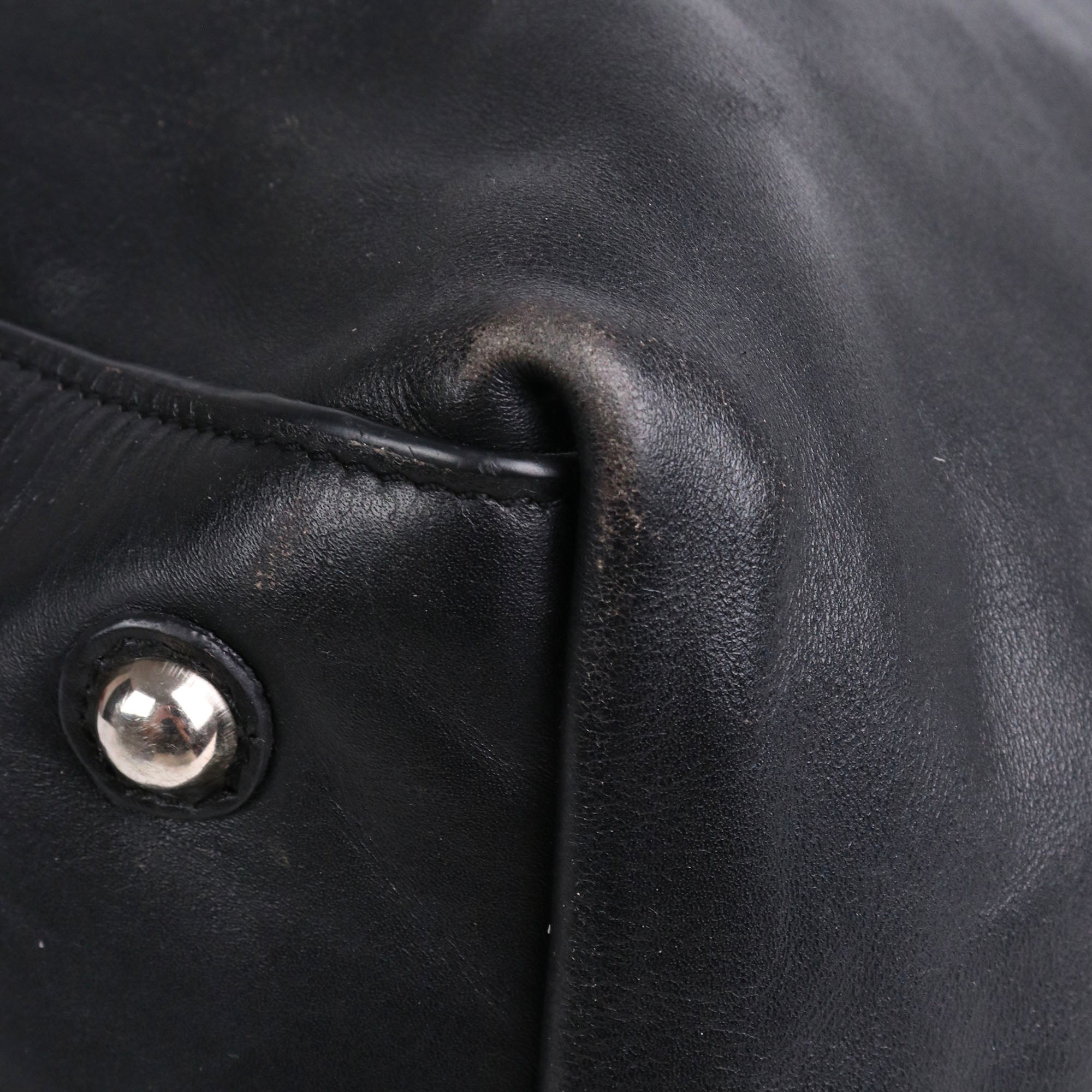 SAINT LAURENT - Sac à main Easy Rock vintage Saint Laurent en cuir noir