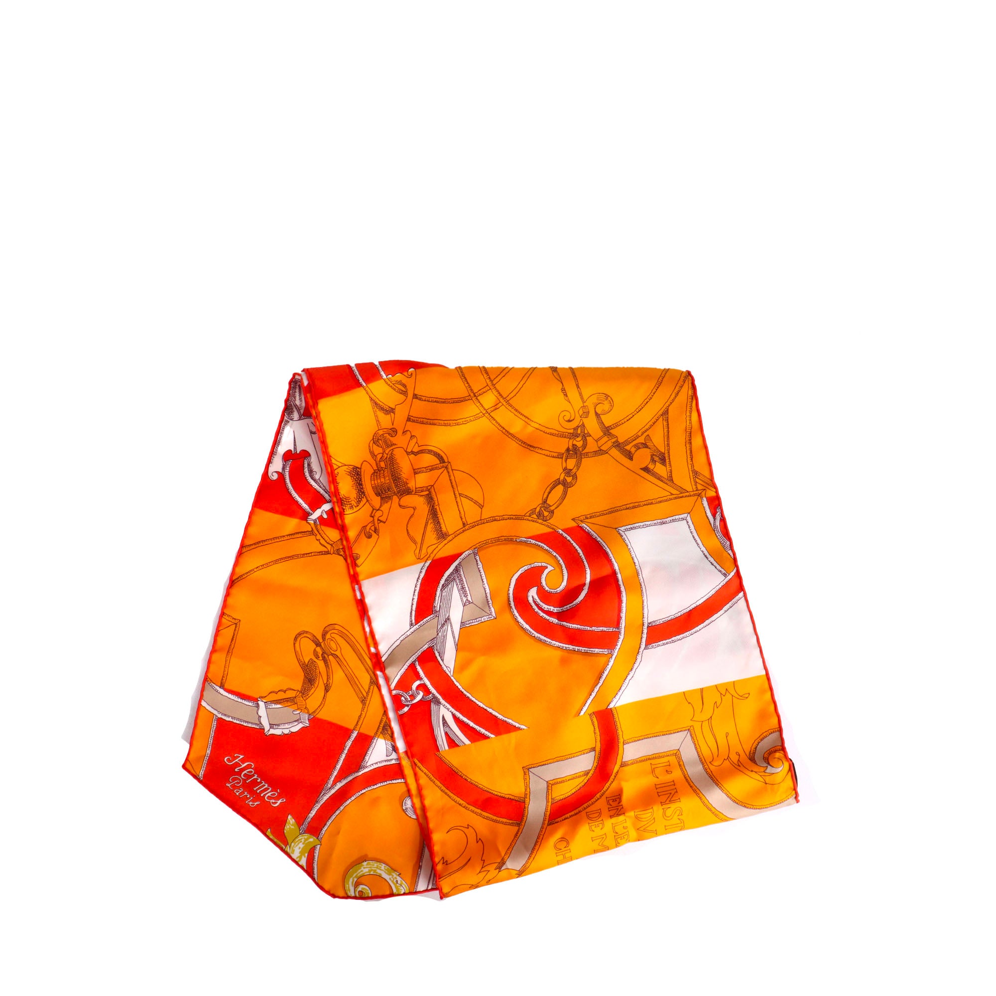 HERMÈS - Echarpe de soie L'Instruction du Roy Bayadère Hermès en soie orange