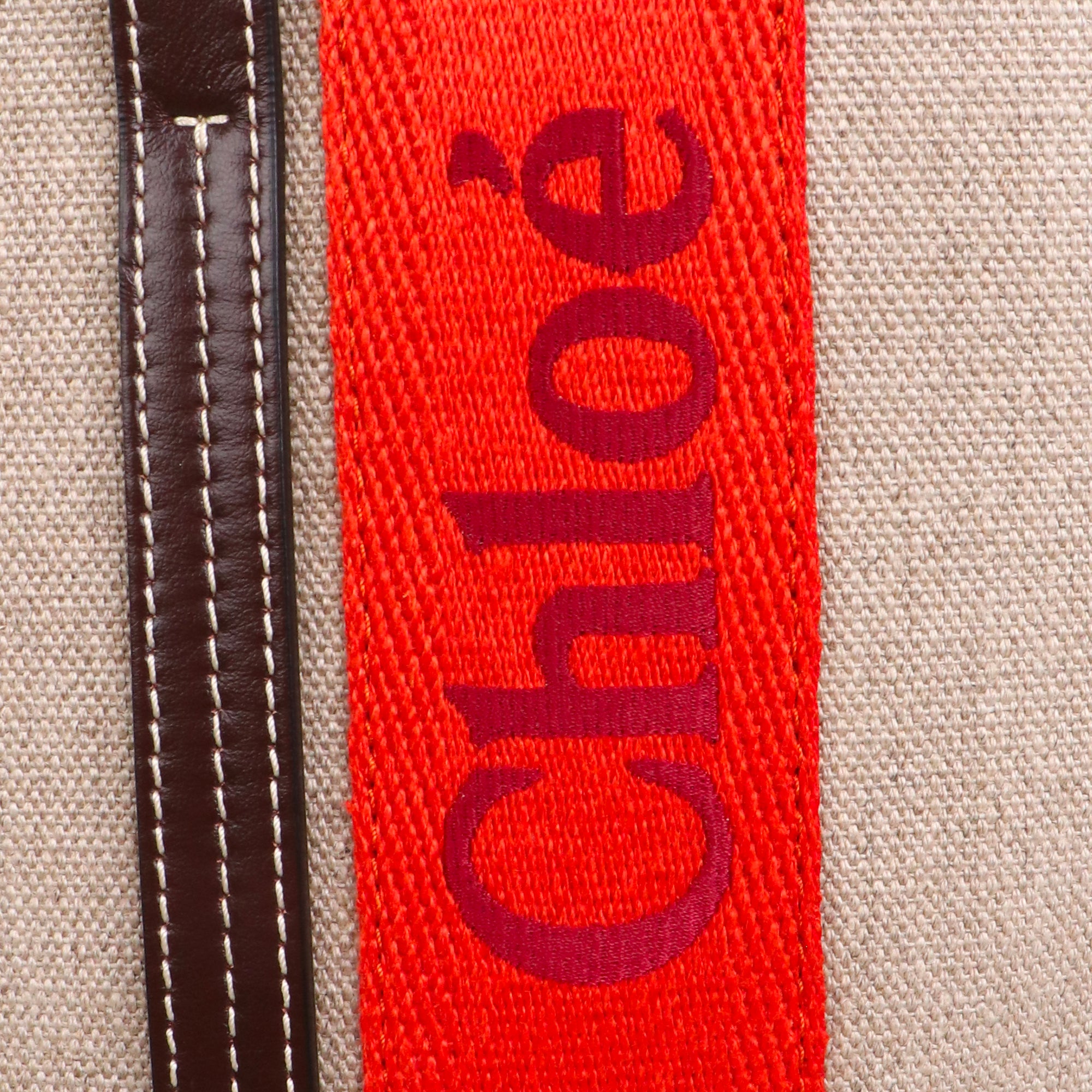 CHLOÉ - Sac cabas Woody Chloé en toile beige et orange