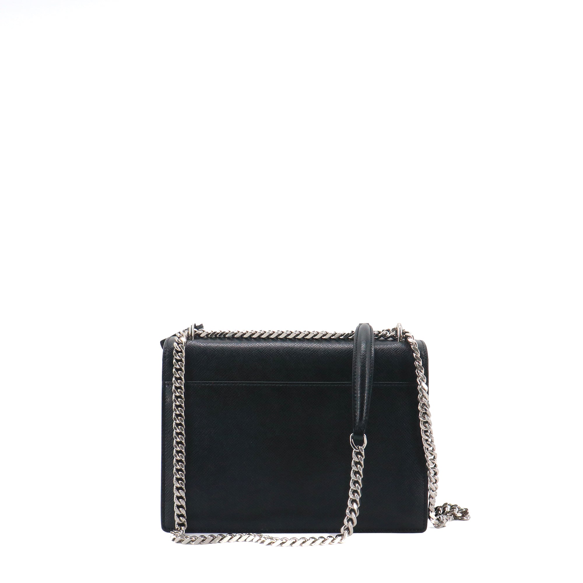SAINT LAURENT - Medium Sunset shoulder bag in black crocodile-embossed leather