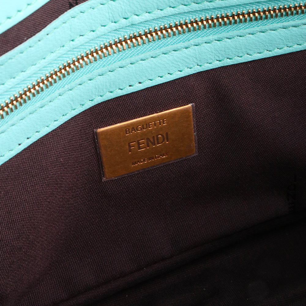 FENDI - Sac à bandoulière Baguette en cuir lisse turquoise