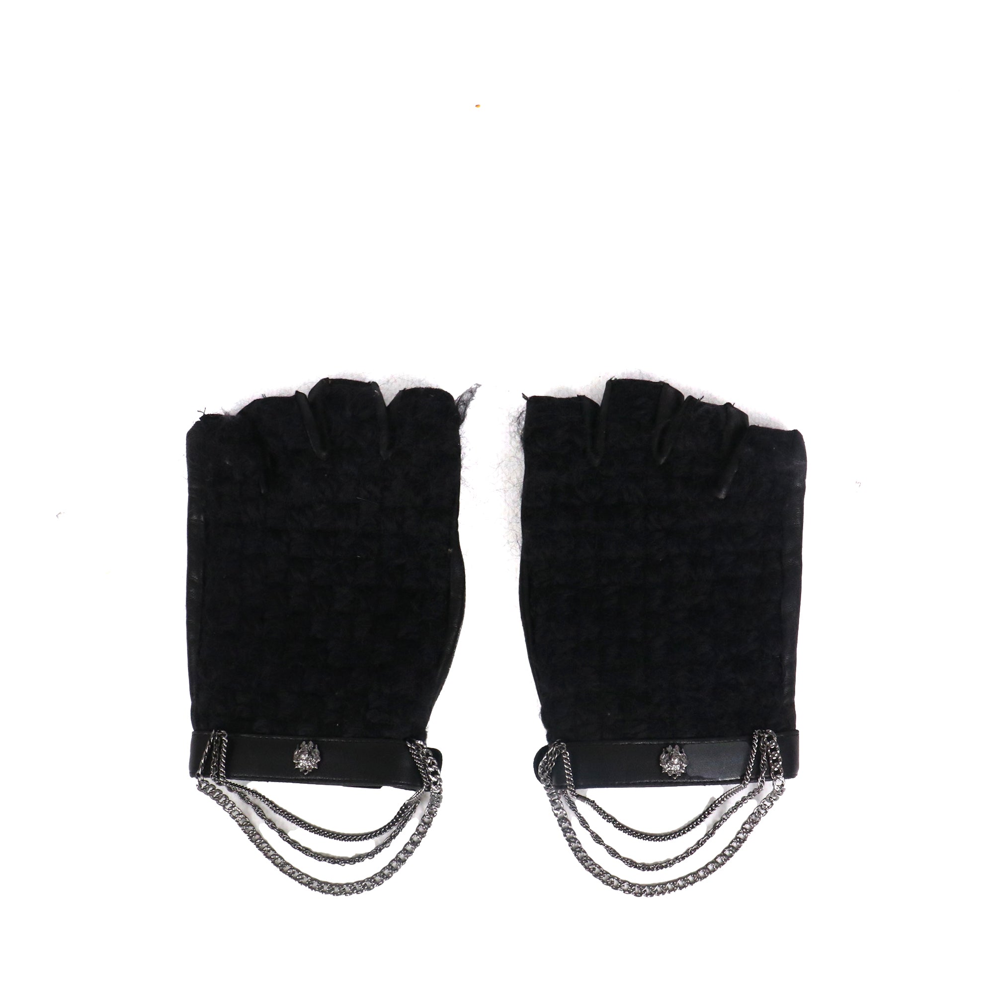 CHANEL - Mitaines Chanel en cuir noir (M)